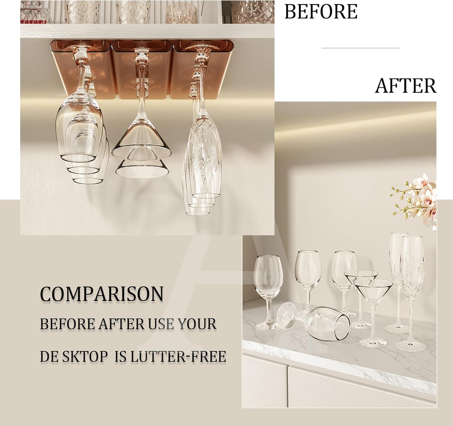 AQJUNONG 2Pack Wine Glass Rack Industrial Style for Kitchen and Bar