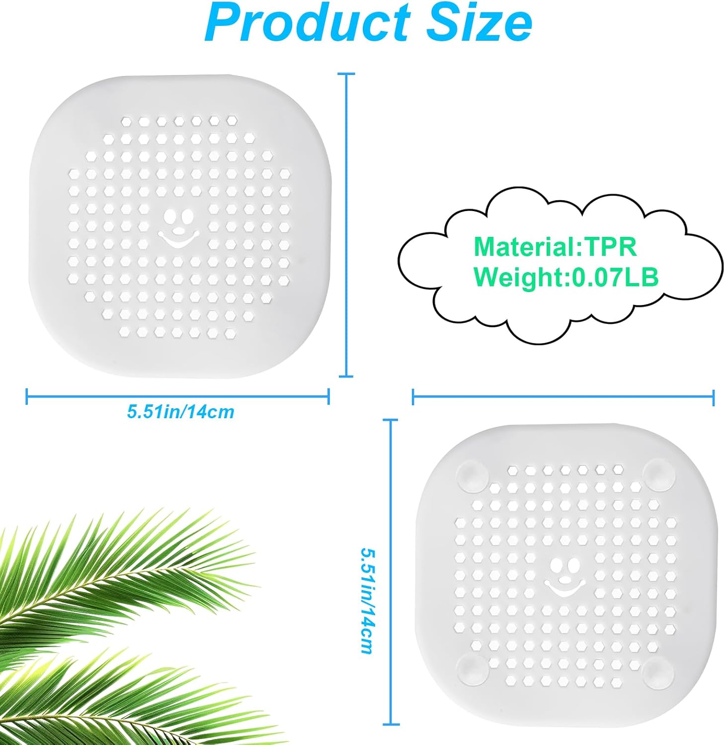 2 Pack Shower Hair Catcher with Suction Cups White