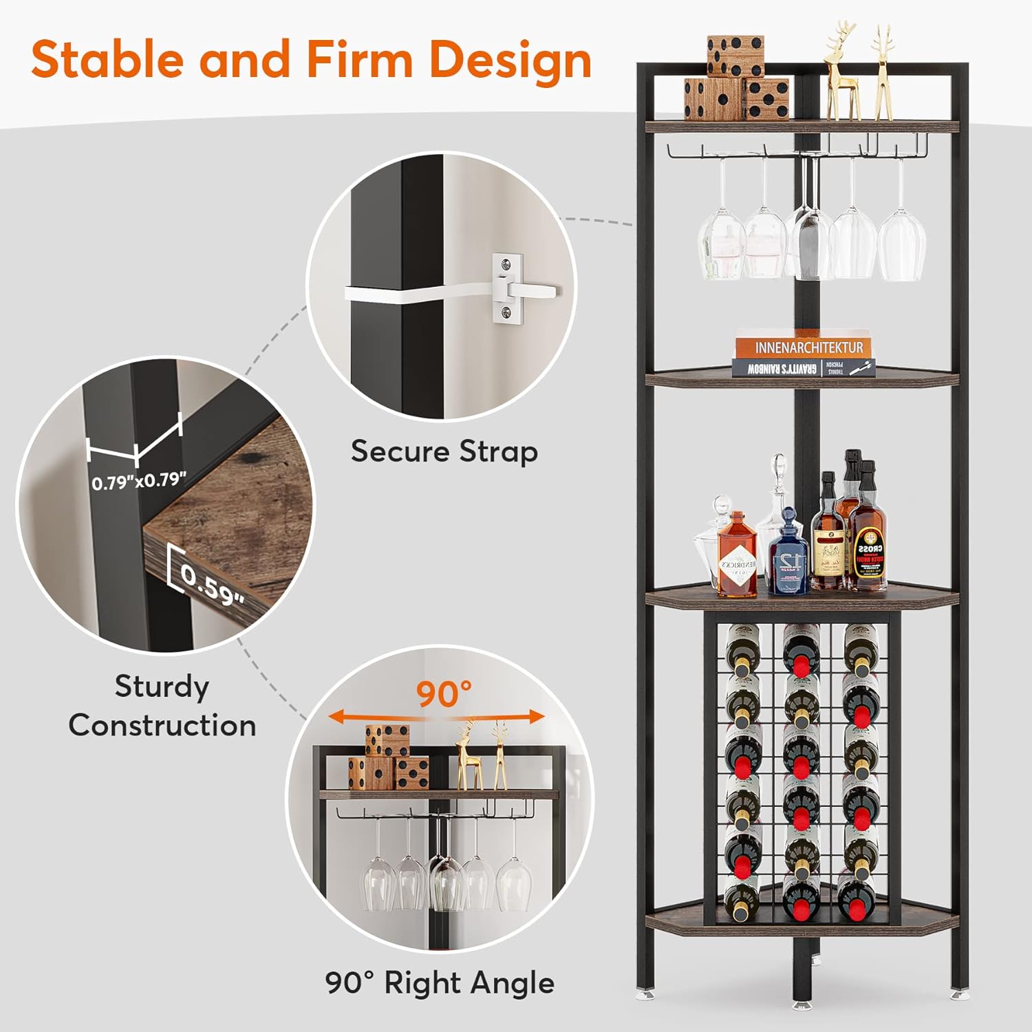 Tribesigns 4 Tier Industrial Corner Wine Rack