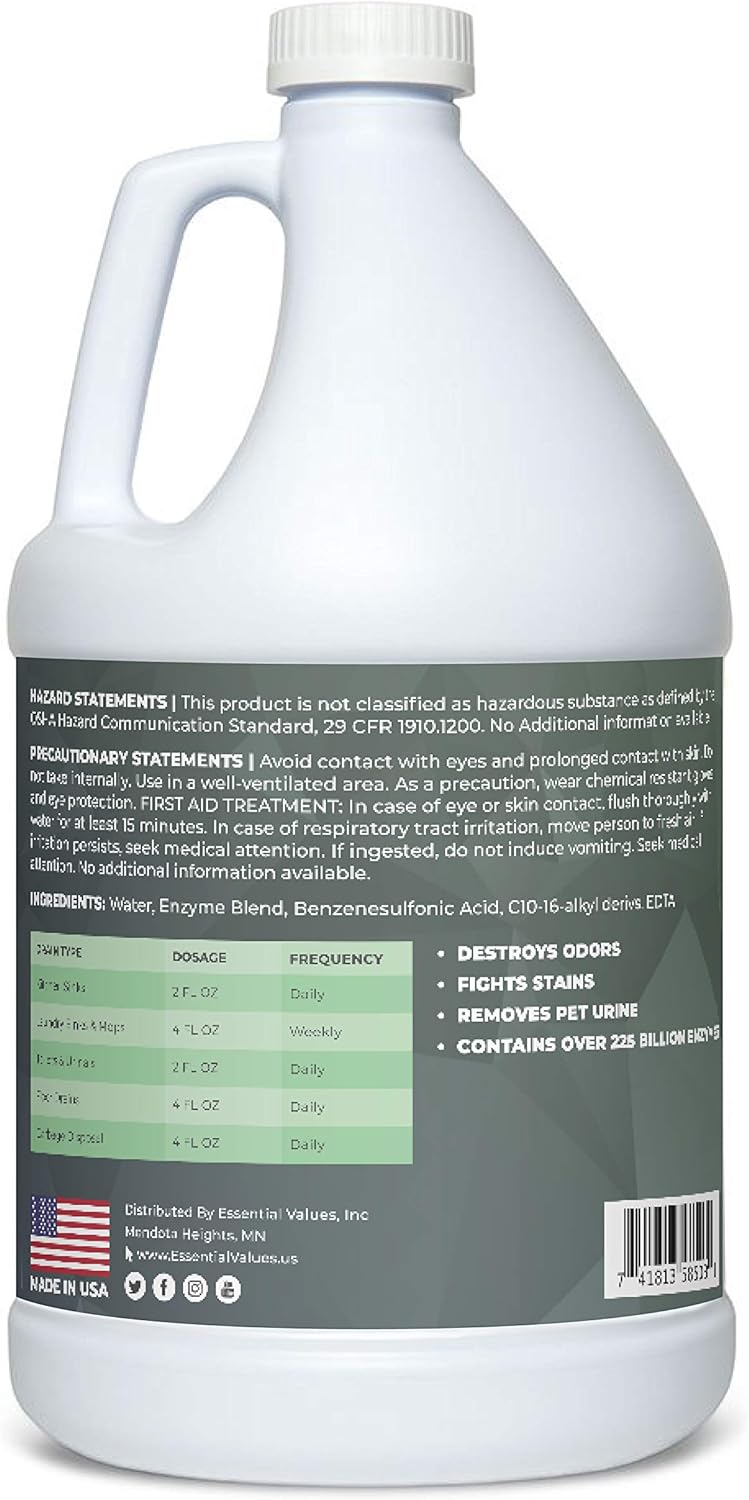 Essential Values Enzyme Cleaner 1 Gallon Drain Cleaner Multi-Purpose Solution