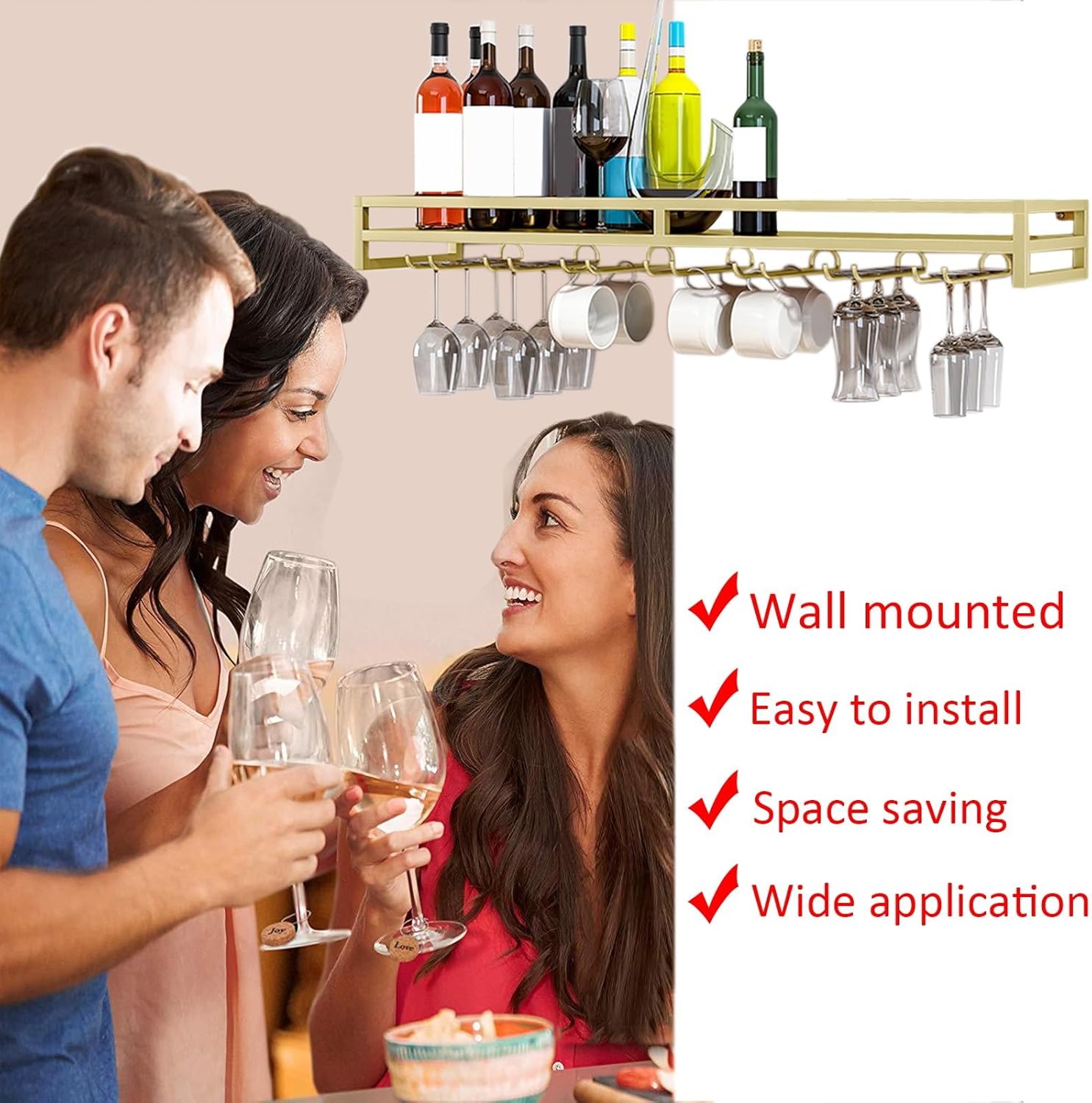 LIGUOYI Wall-Mounted Wine Glass Hanger 1