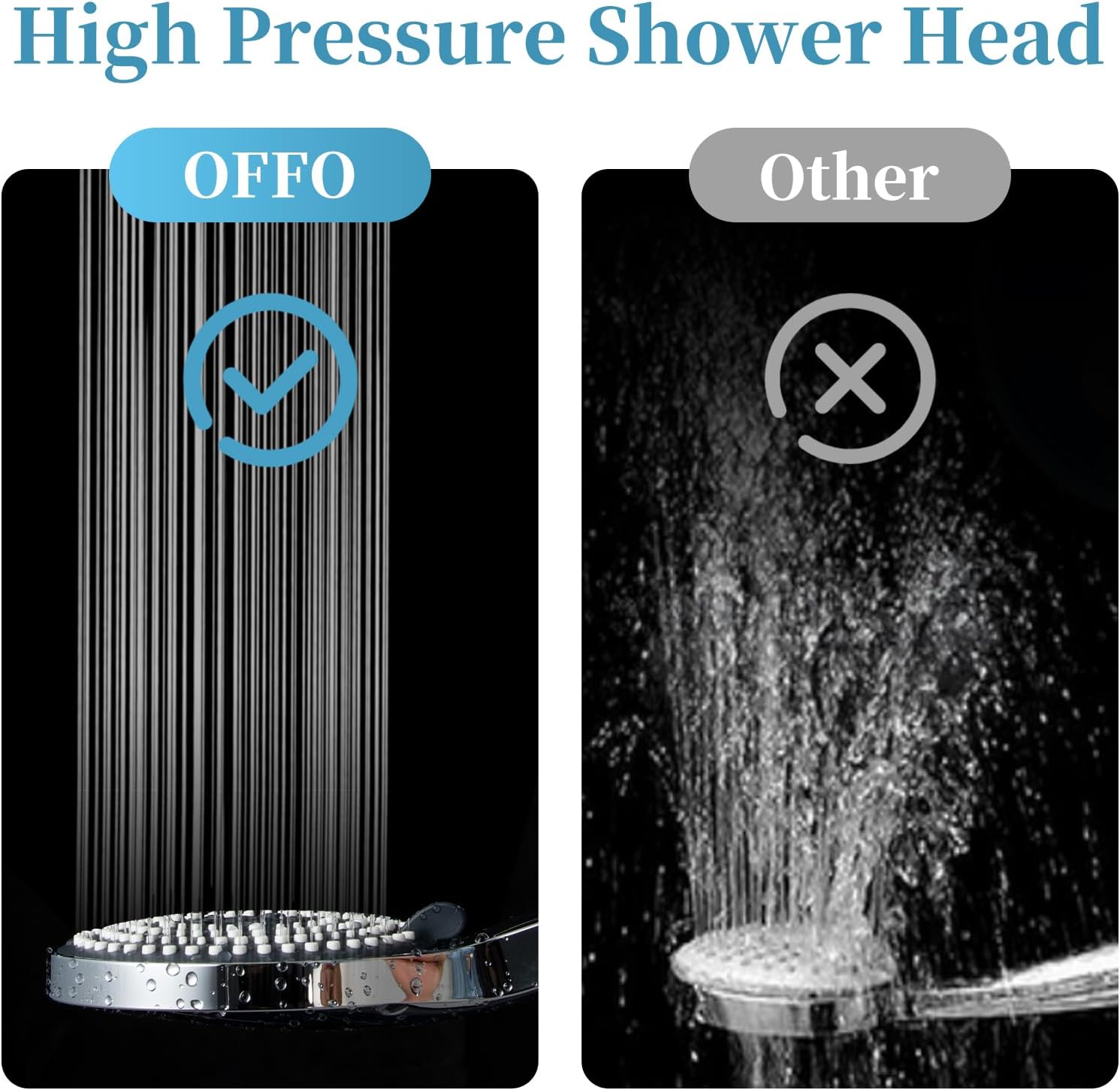 OFFO 6-Mode Handheld Shower Head with Chrome Finish