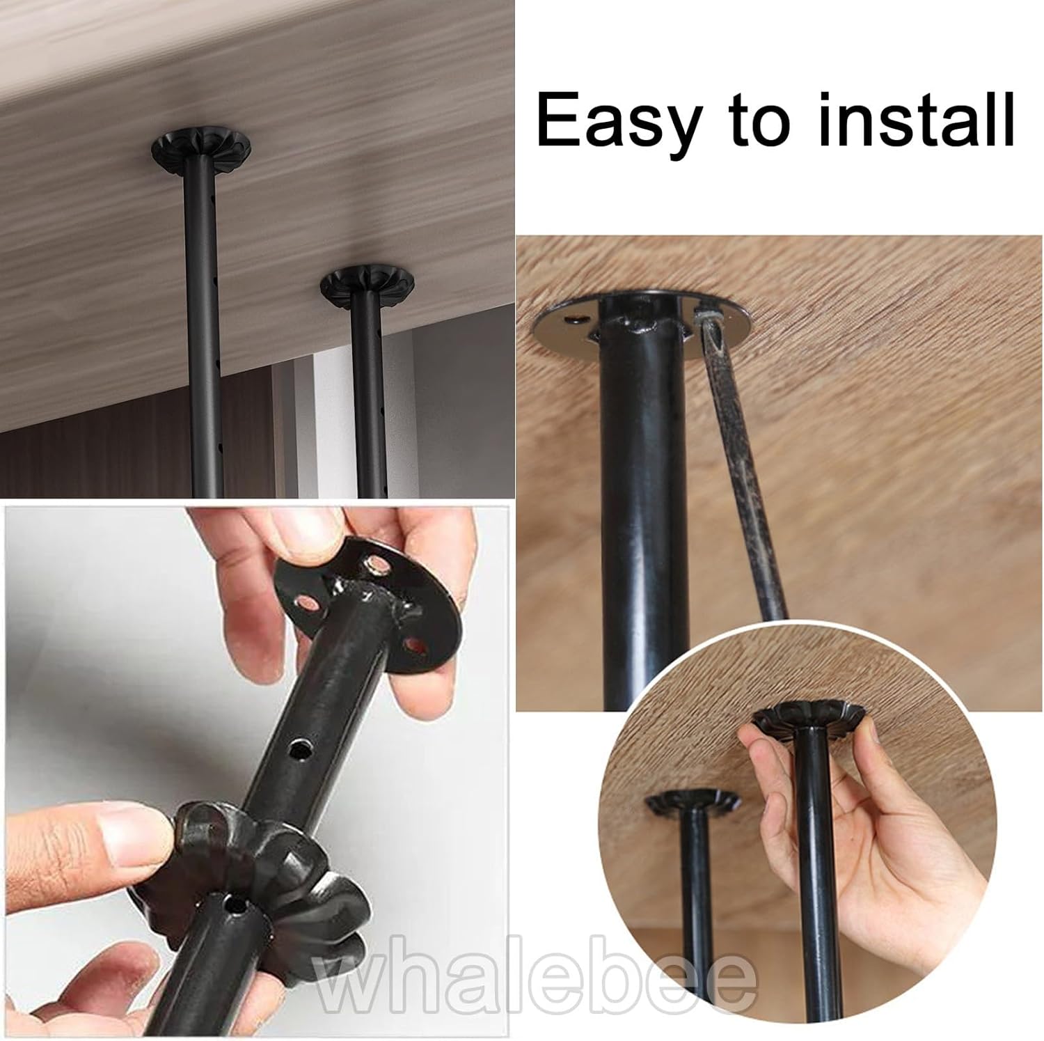 Whalebee Metal Wine Glass Holder Black Wall Mounted