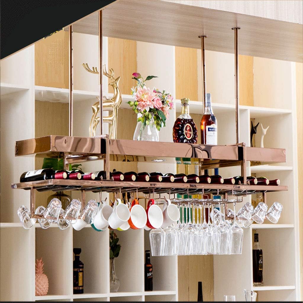 Wall-Mounted Stainless Steel Wine Rack 2 Layer Adjustable