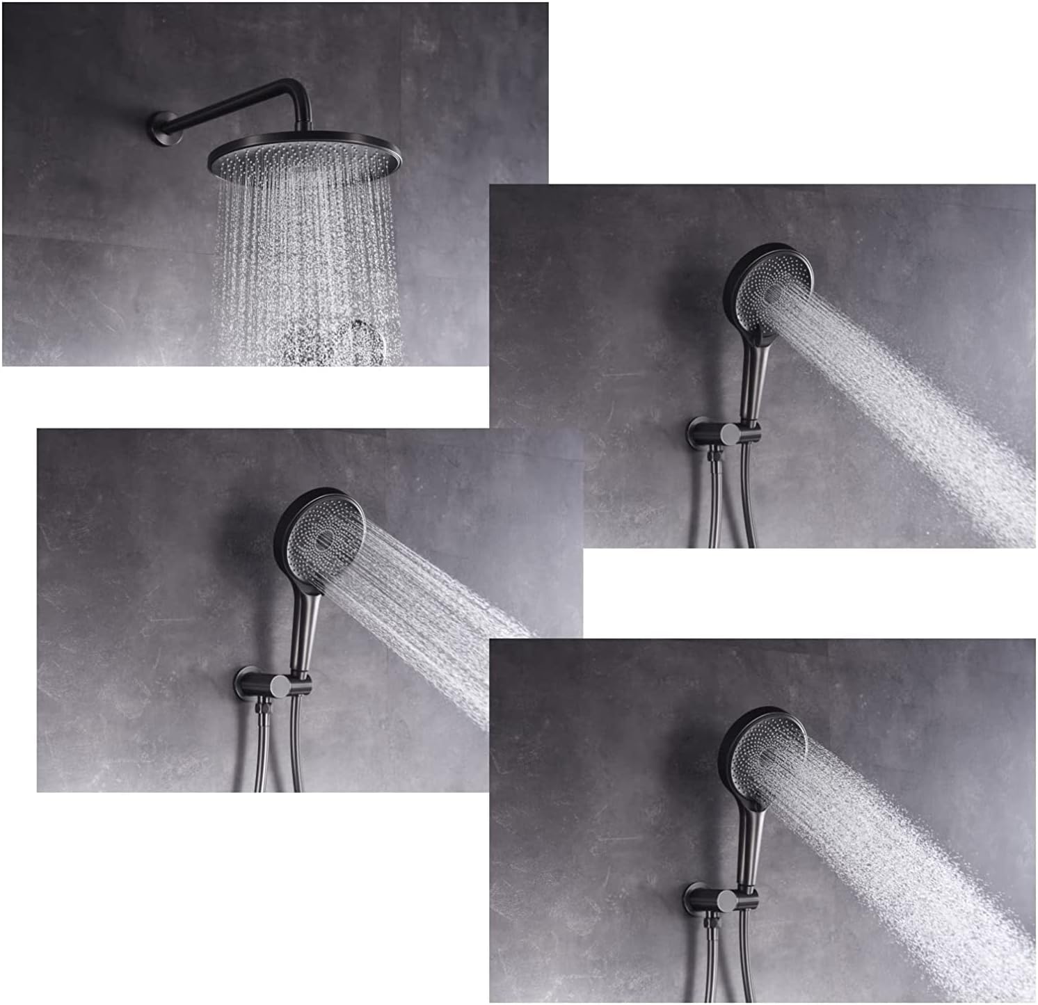 White Wall Mounted Shower Faucet Set with Rain and Handheld Heads