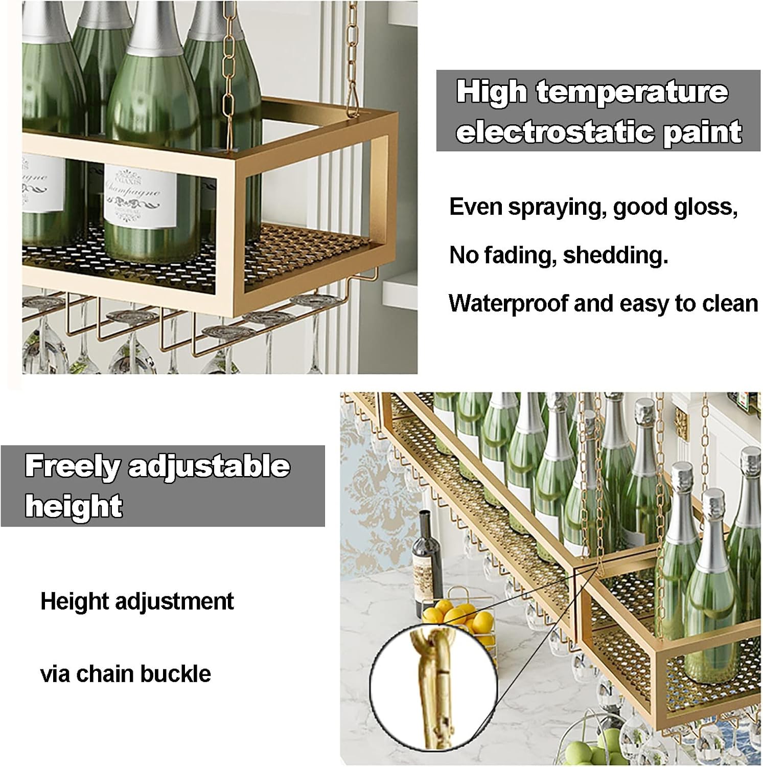 Wall-Mounted Wine Rack with Cup Holder for Kitchen Storage