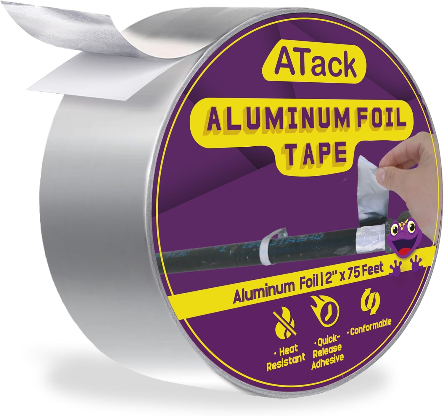 ATack Aluminum Foil Duct Tape 2x75ft High Temp Heavy Duty