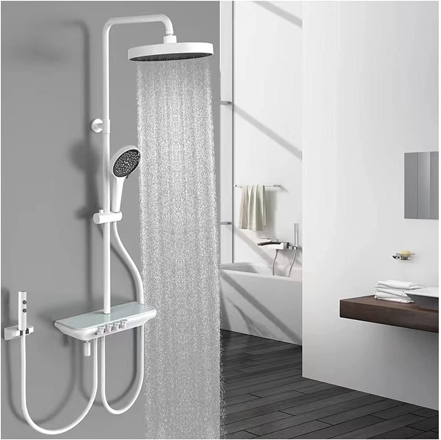 Thermostatic Shower System with LED Display and 4-Function Fixtures