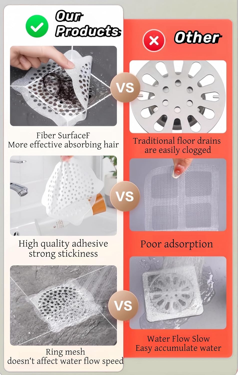 30 Pack 6 Inch Disposable Drain Hair Catcher
