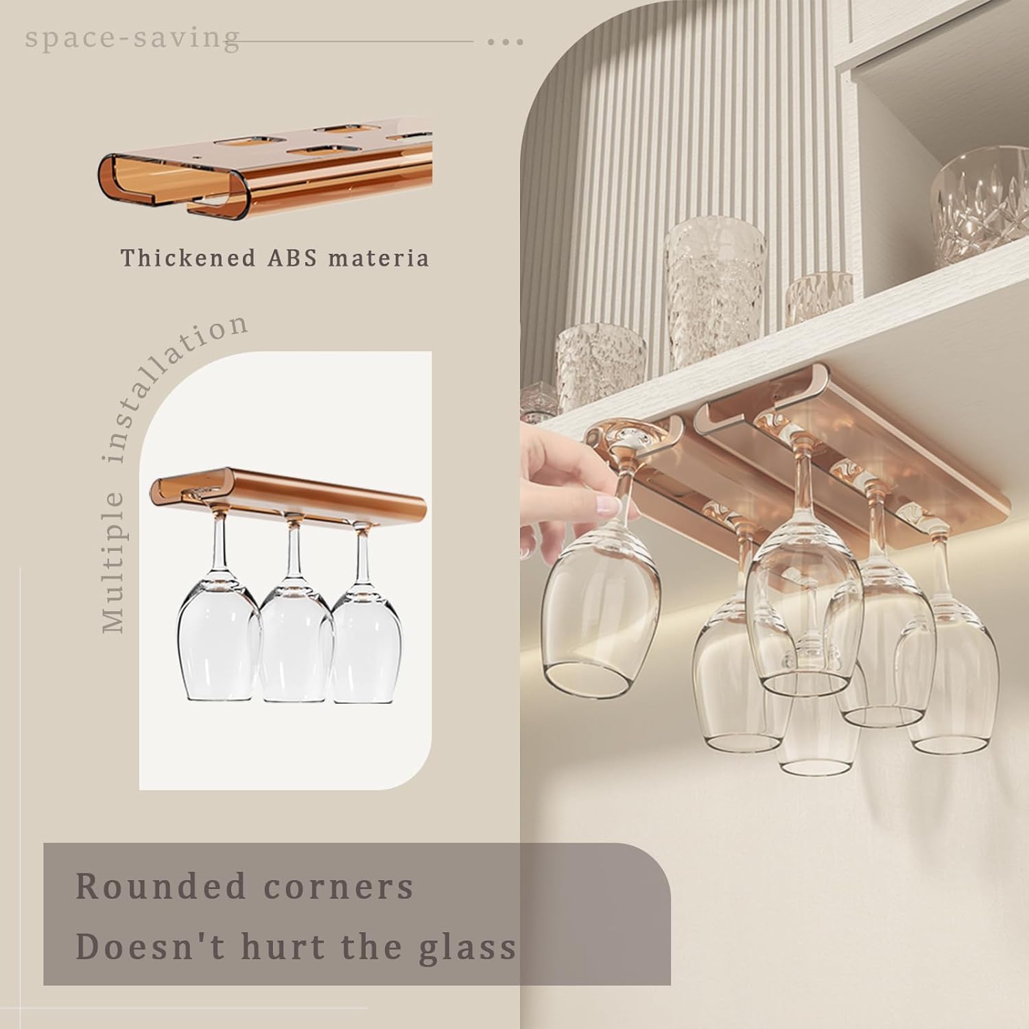 AQJUNONG 2Pack Wine Glass Rack Industrial Style for Kitchen and Bar