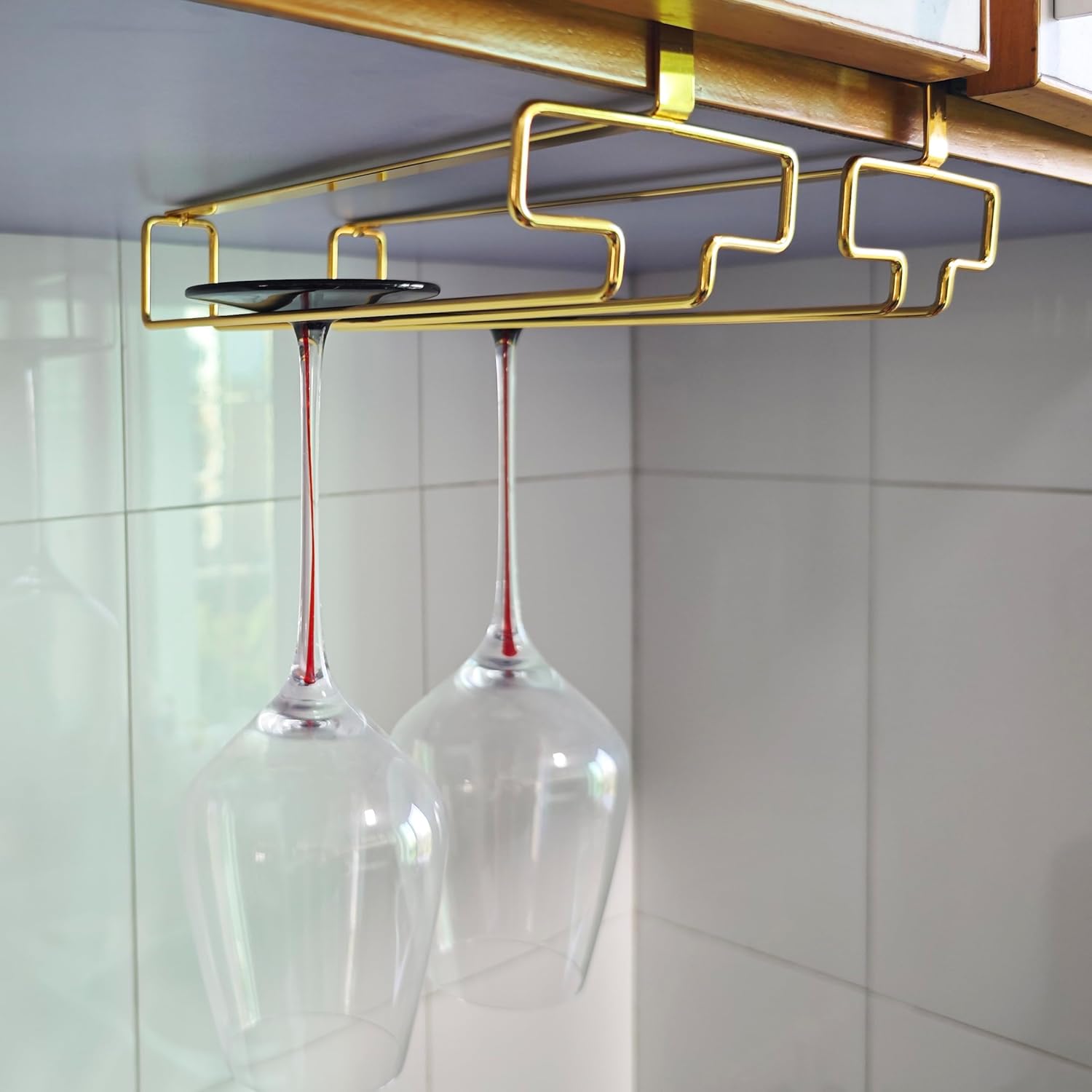 2Pcs Wine Glass Hanger - No-Drill Quick Install Home Stemware Rack