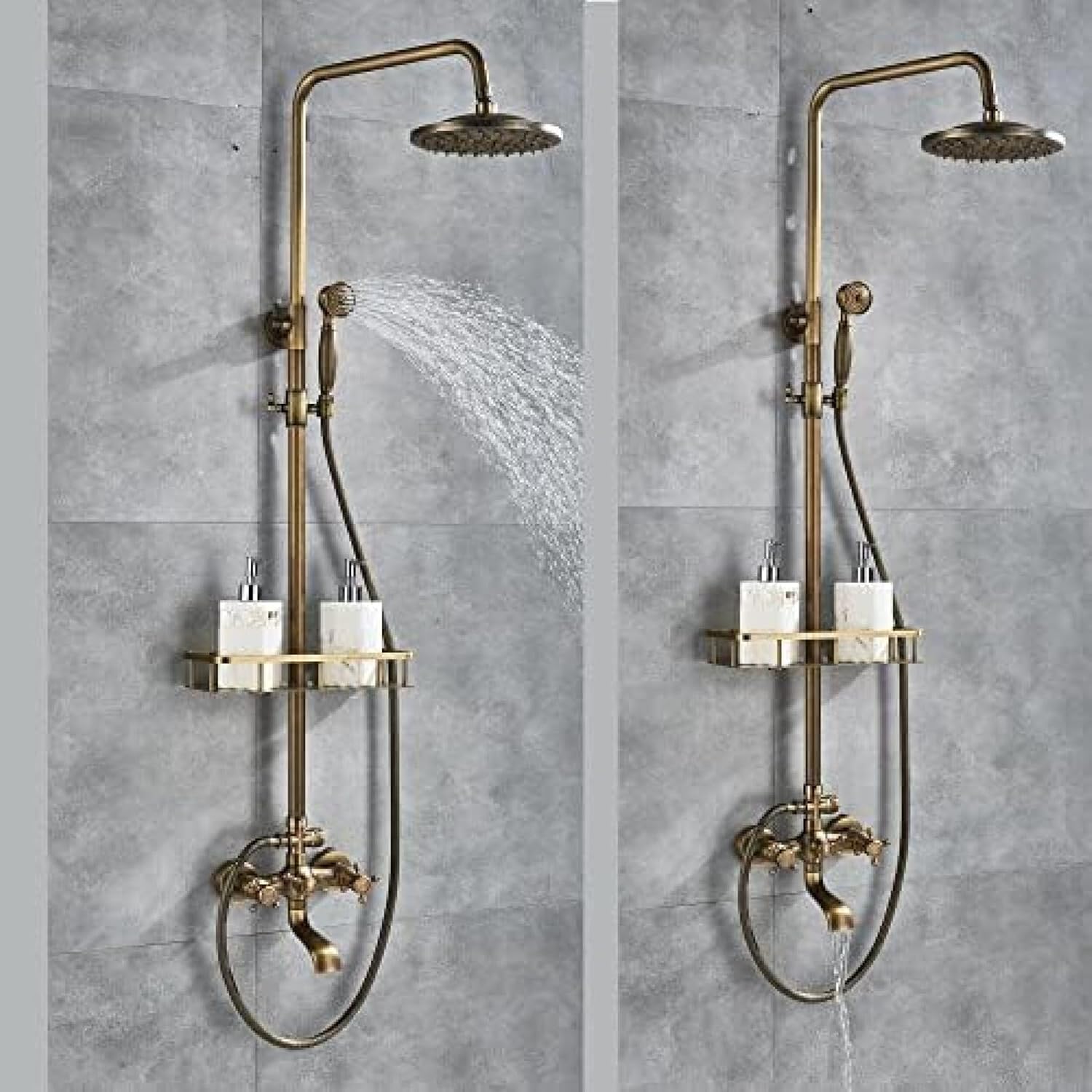 TECKI Rainfall Shower Faucet Set with 8 Inch Handheld Head