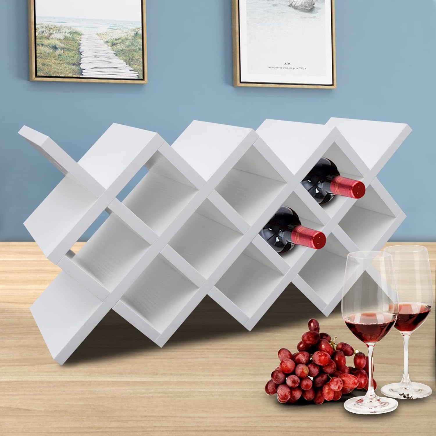 Bamboo Wine Rack Wall-Mounted 10-Bottle Storage