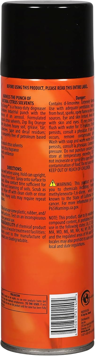 Zep Big Orange Heavy-Duty Citrus Degreaser - 15 oz Case Of 12 1