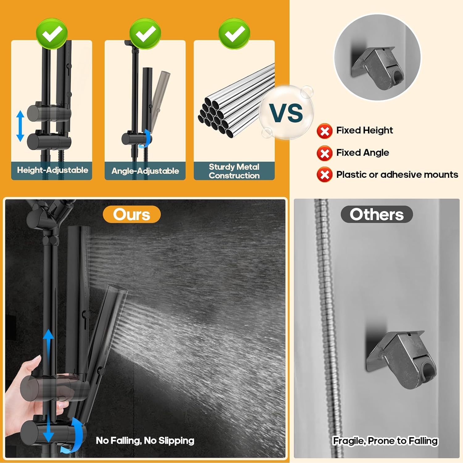 Hombeter Dual Shower Head Combo Matte Black