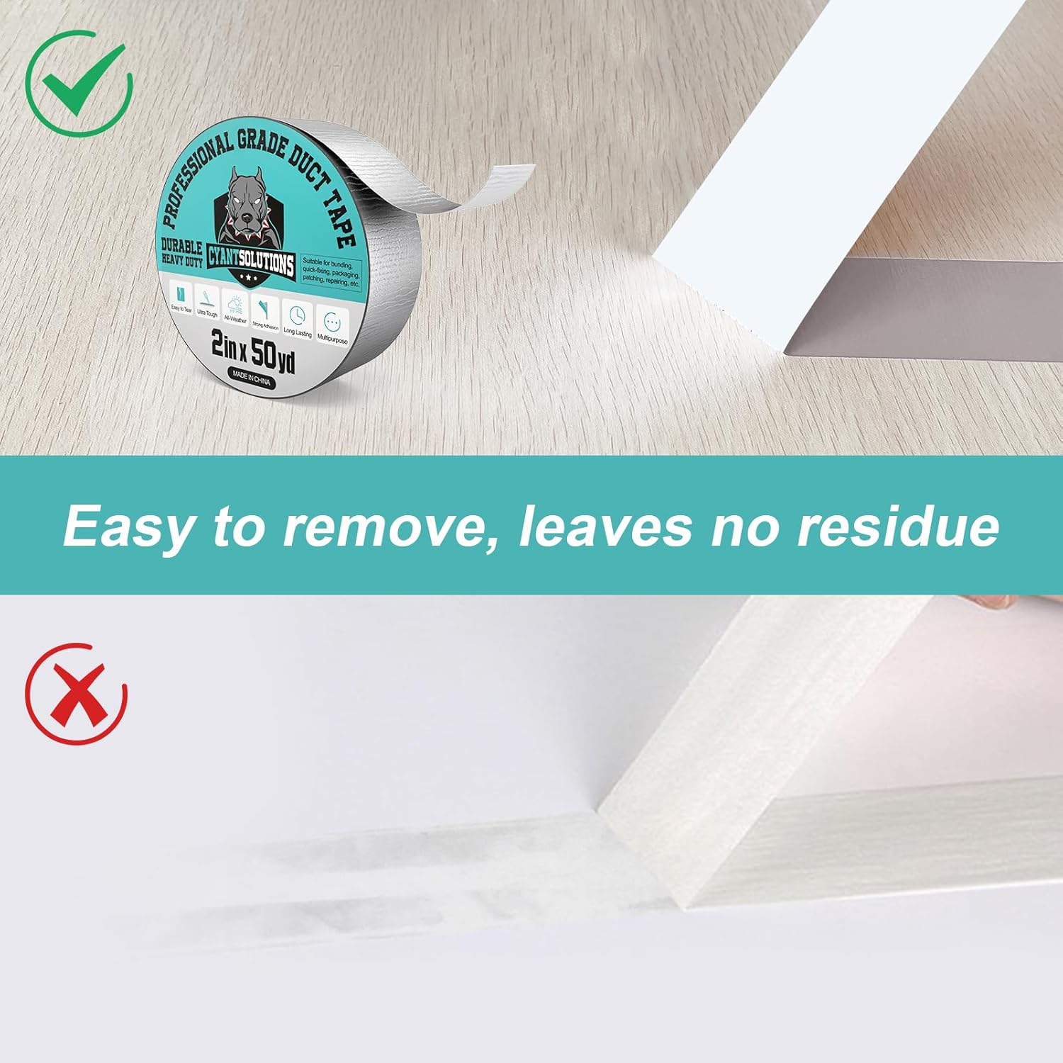 CyantSolutions Gray Duct Tape 2in x 50yd Heavy-Duty