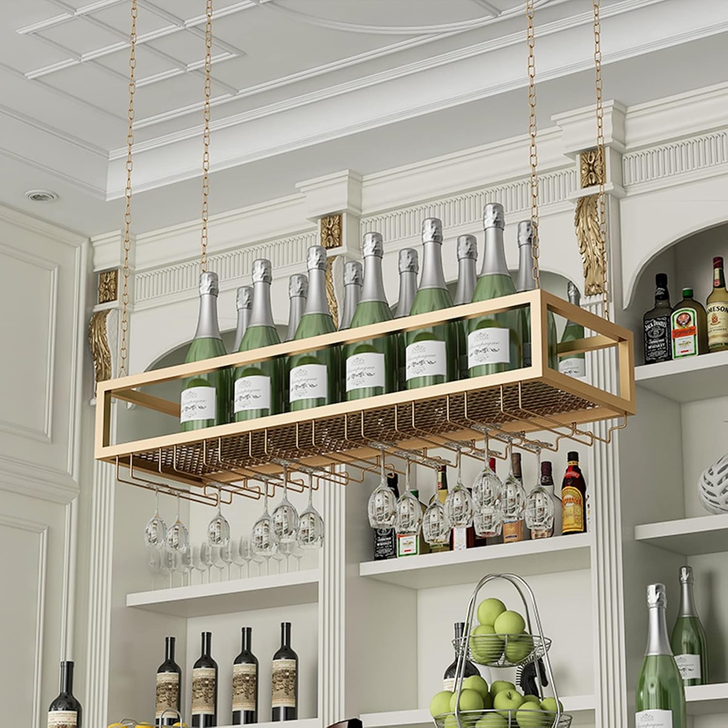 ZJDYDY Wall-Mounted Wine Racks with Glass Holders