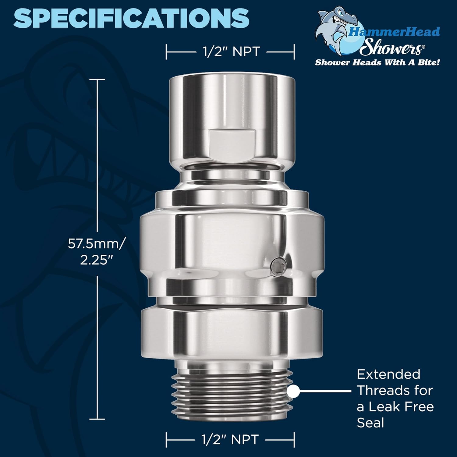 HammerHead Showers Metal Swivel Adapter Universal 12 Inch
