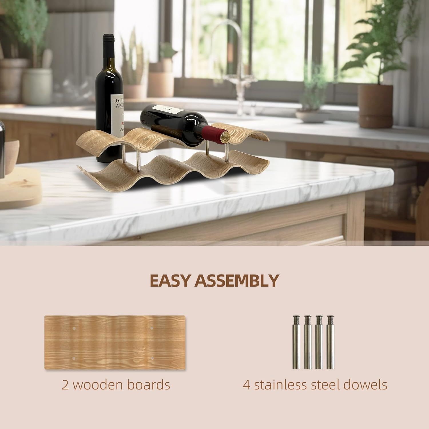 Bellglee 2-Tier Wooden Wine Rack Stand 7 Bottles