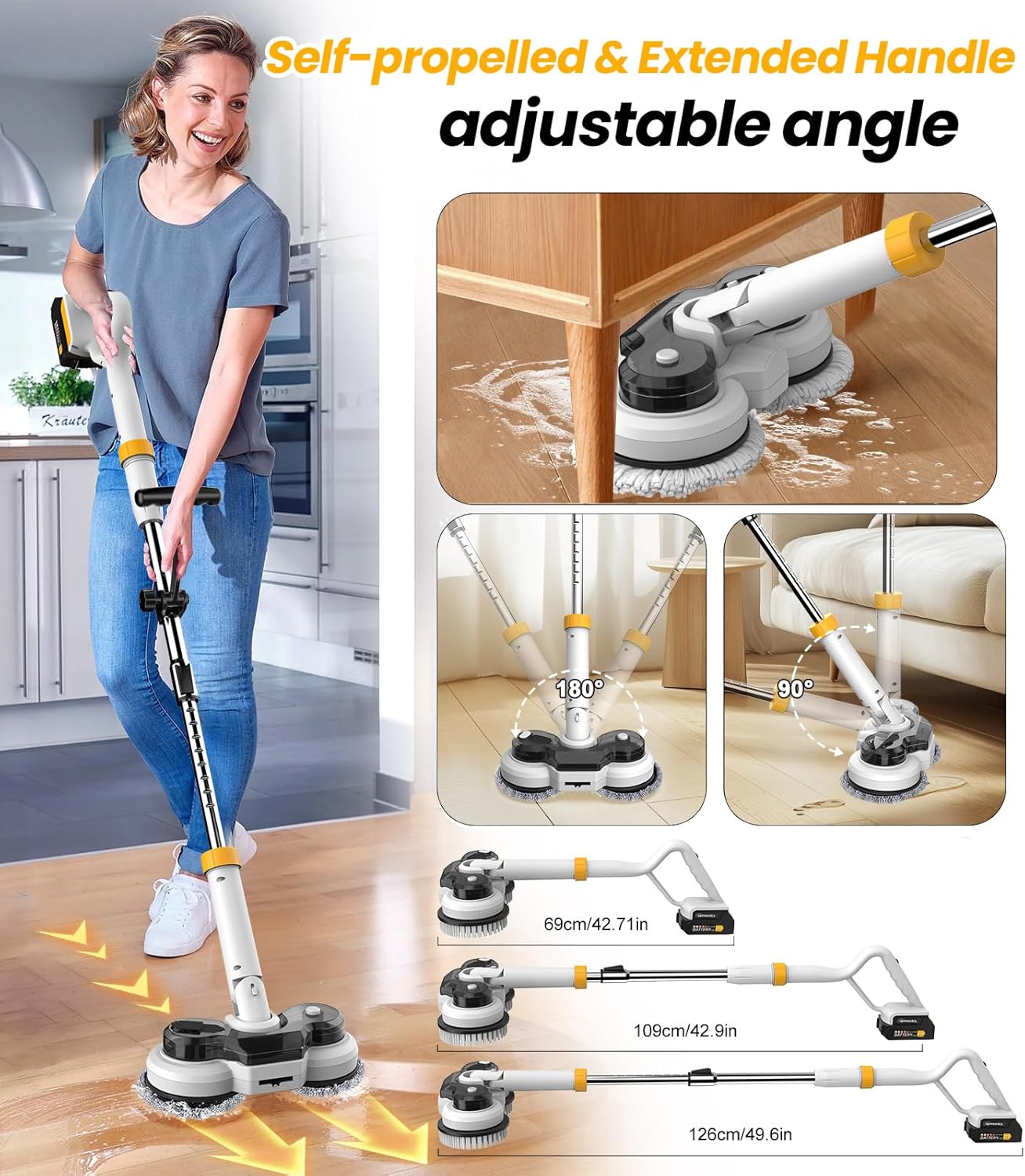 Qimedo 800RPM Cordless Electric Mop Scrubber