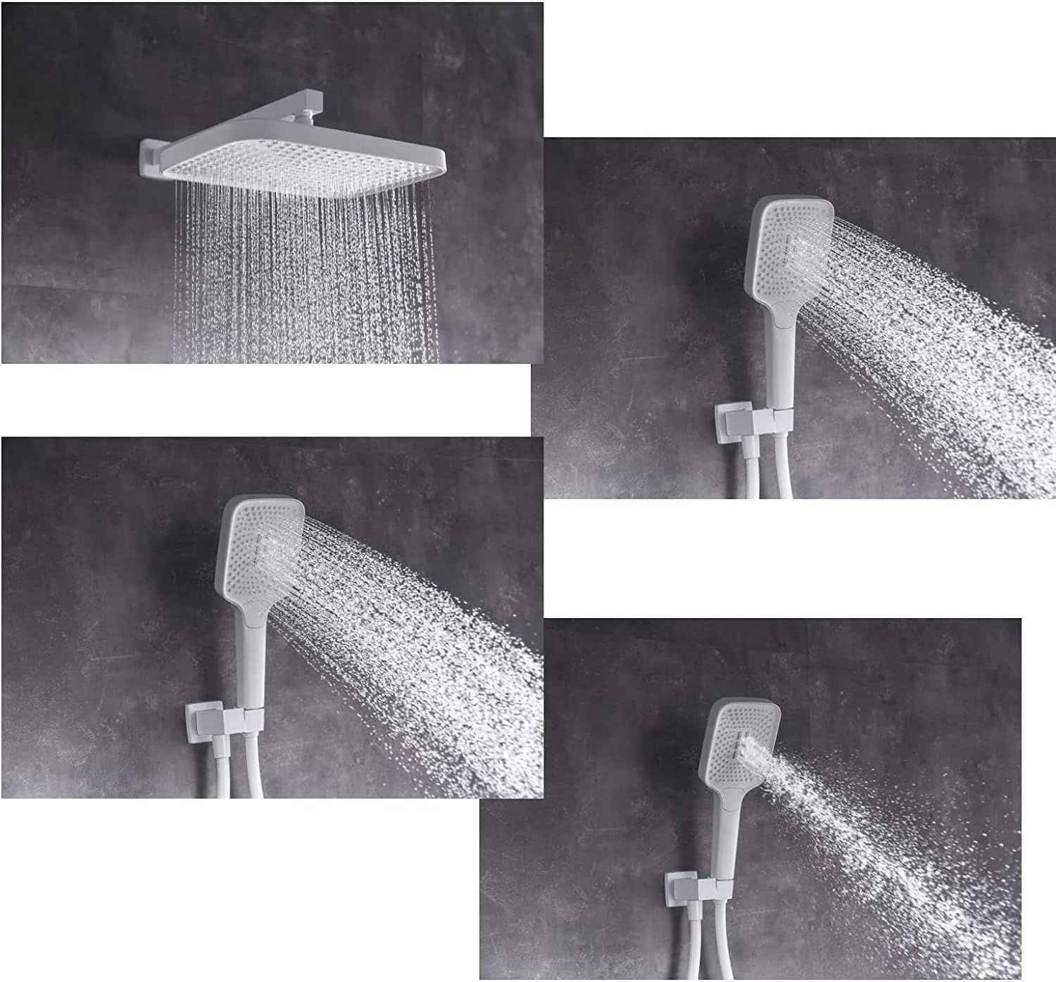 White Brass Rainfall Shower System Set