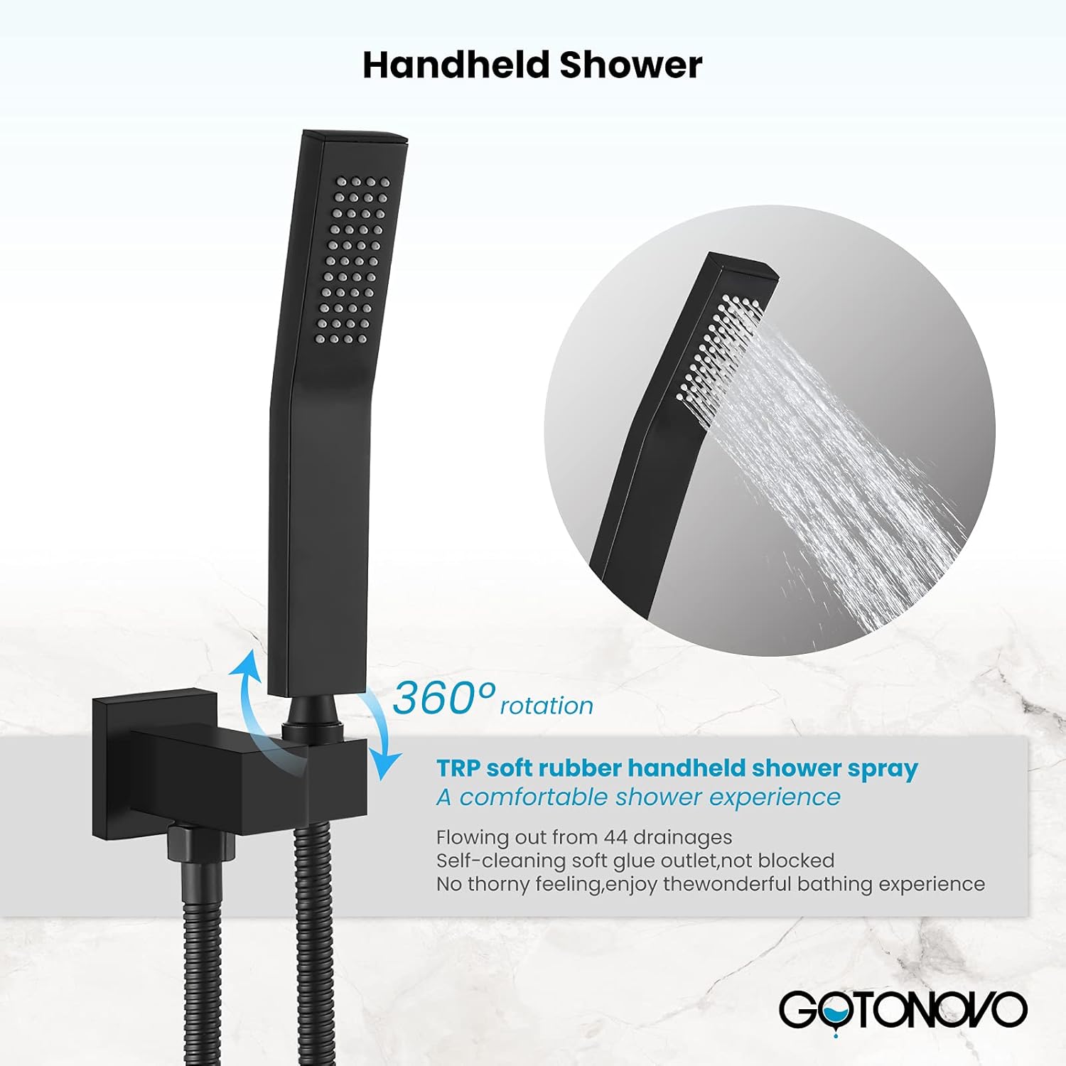 Gotonovo 10 Inch Rain Shower Faucet System with Matte Black Finish