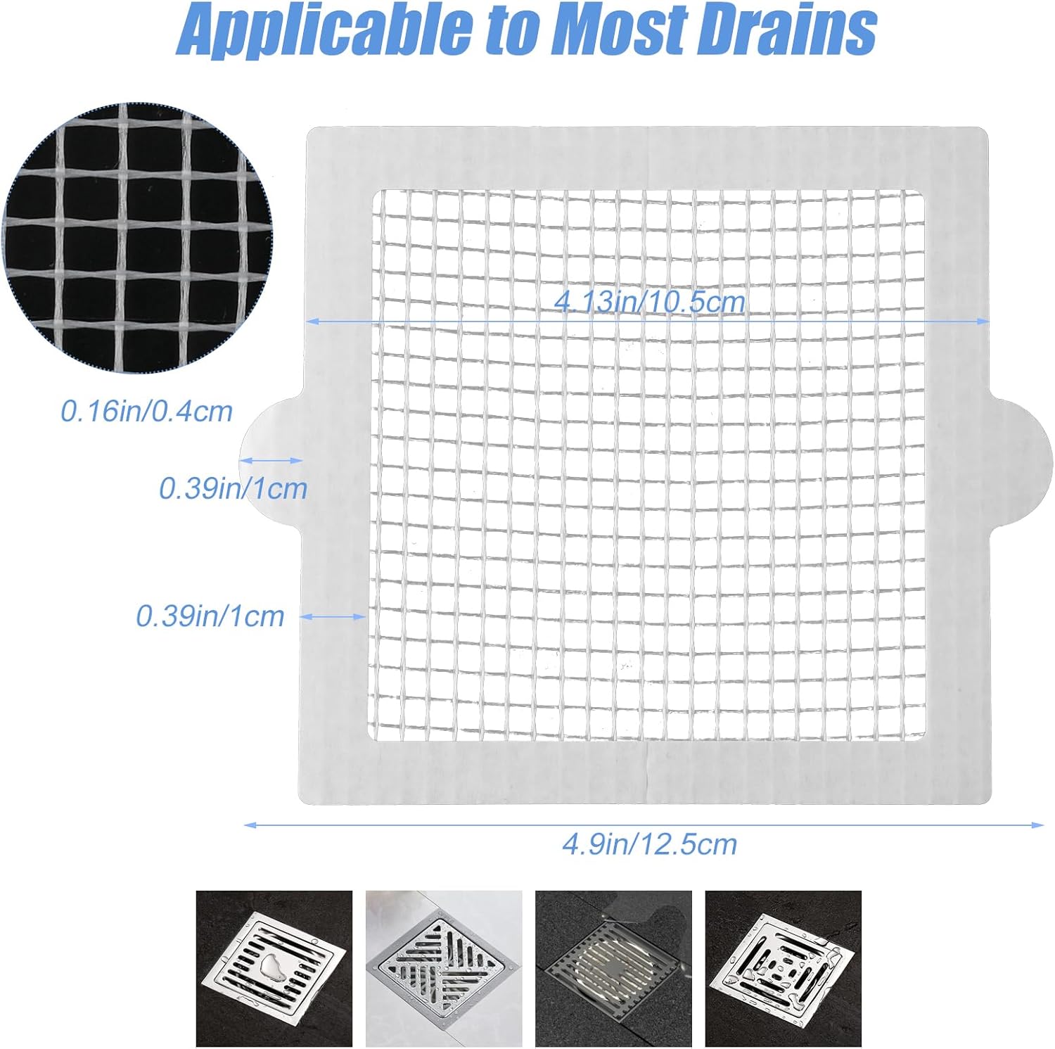 BOXOB 30pcs Square Shower Hair Catchers with Waterproof Adhesive