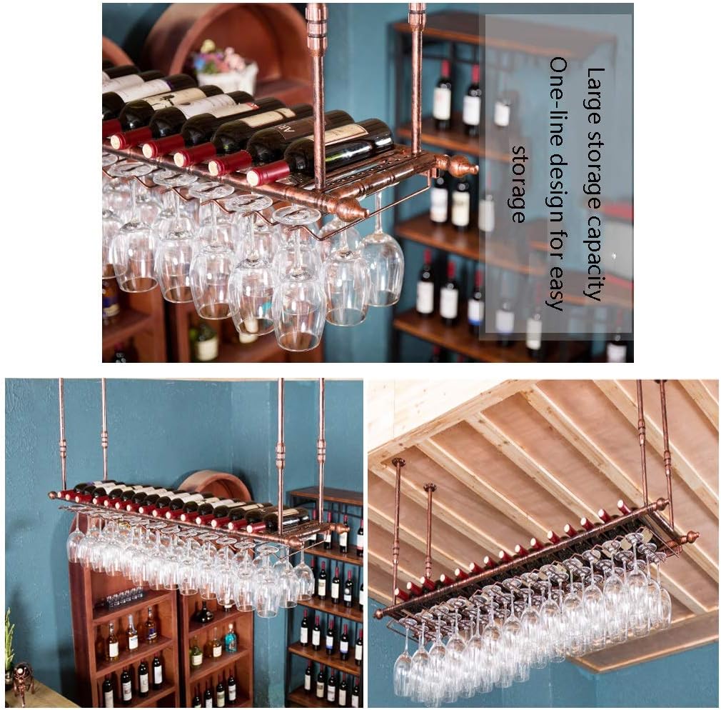 Hanging Wine Holder with Adjustable Rod - Black 12030cm