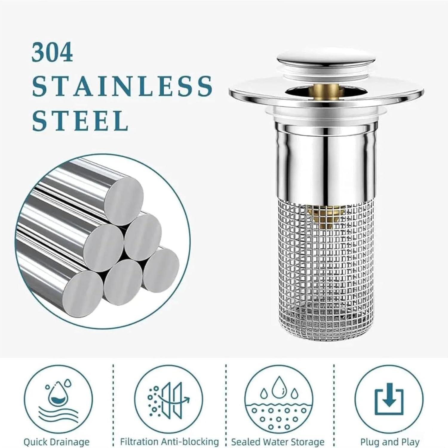 Timnamy Drain Strainer for Bathroom Sink and Bathtub