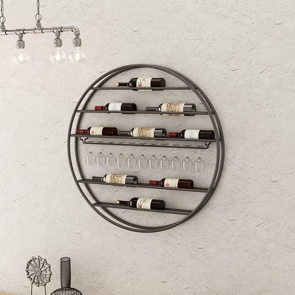 Wall-Mounted Wine Rack with Glass Holder Industrial Style