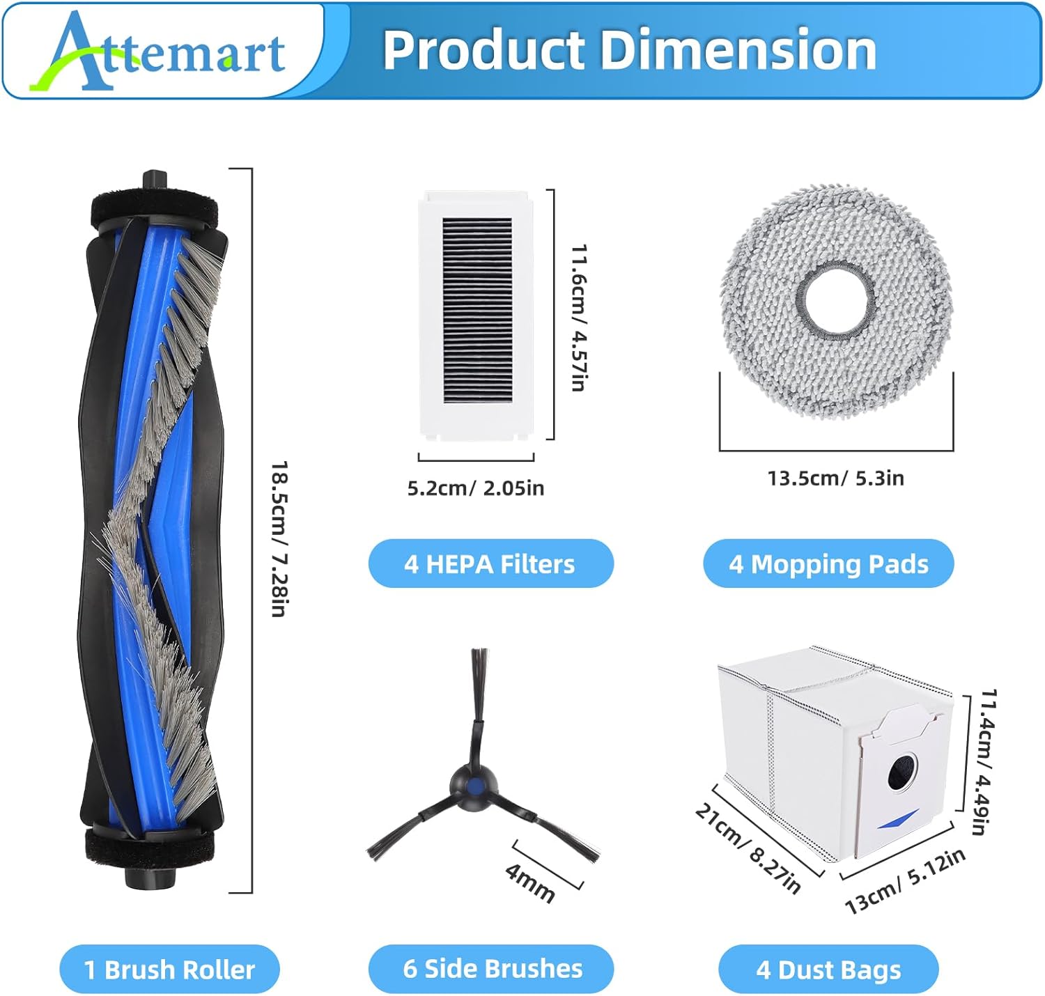 Attemart Replacement Parts Kit for Ecovacs Deebot N30 Pro Omni