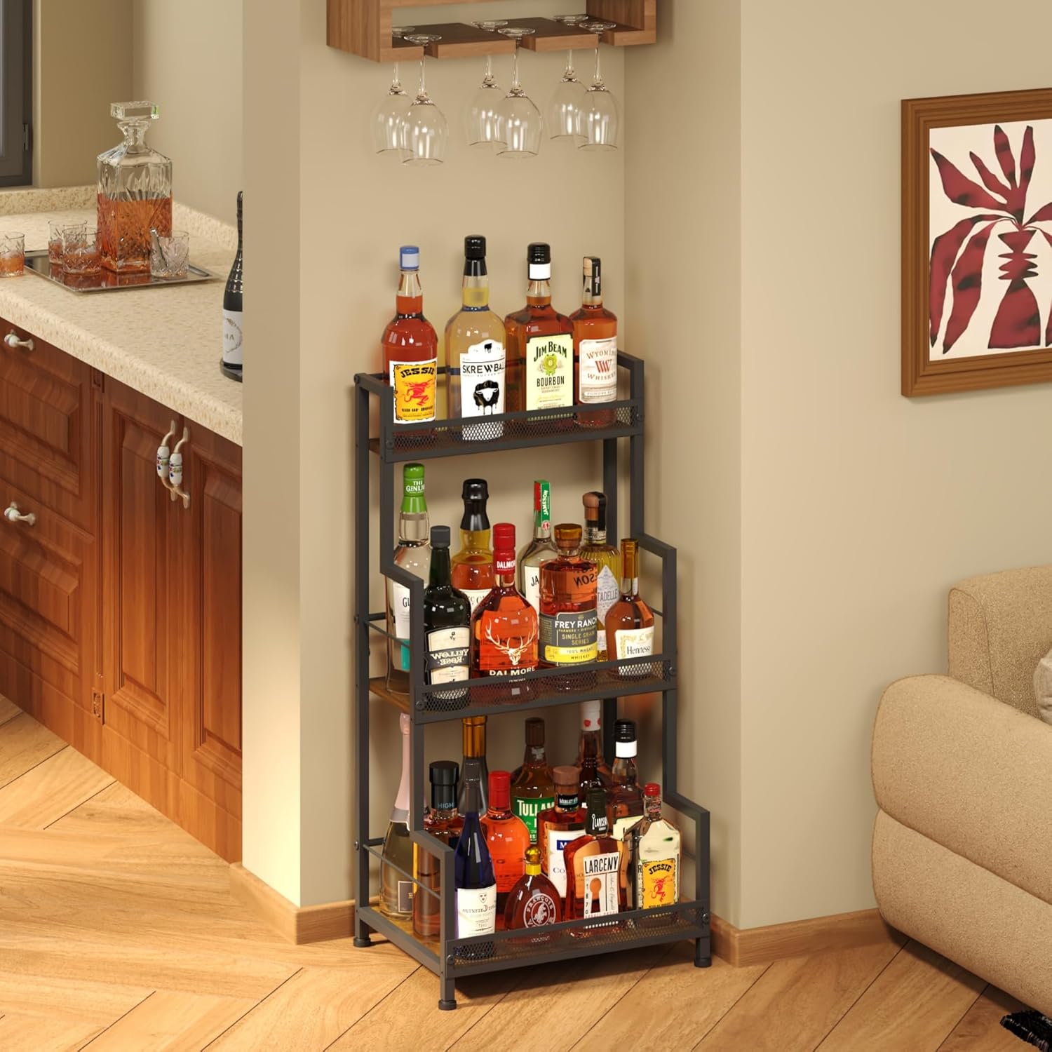Bliesosfud 3 Tier Liquor Display Stand for Home Bar