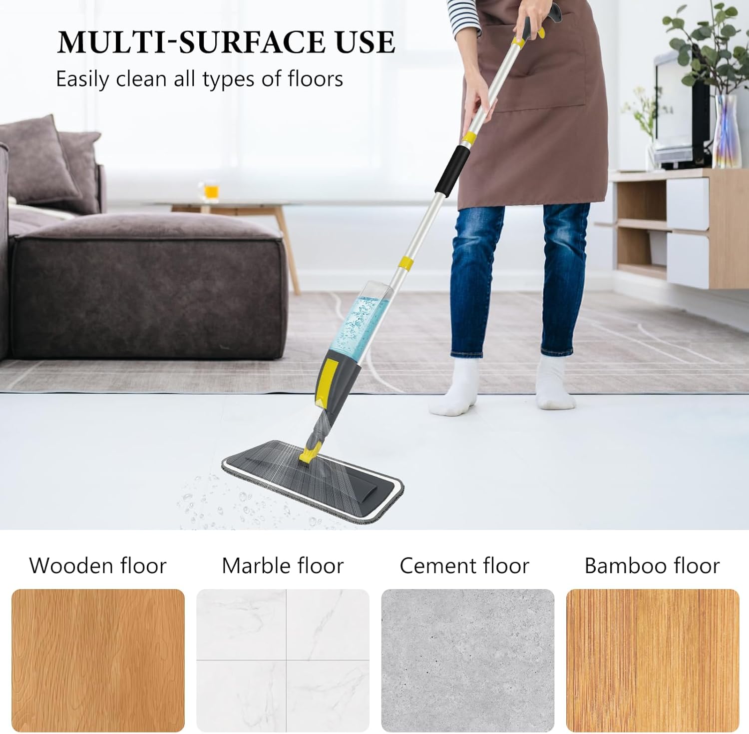 NileHome Spray Mop with 3 Pads and Refillable Bottle