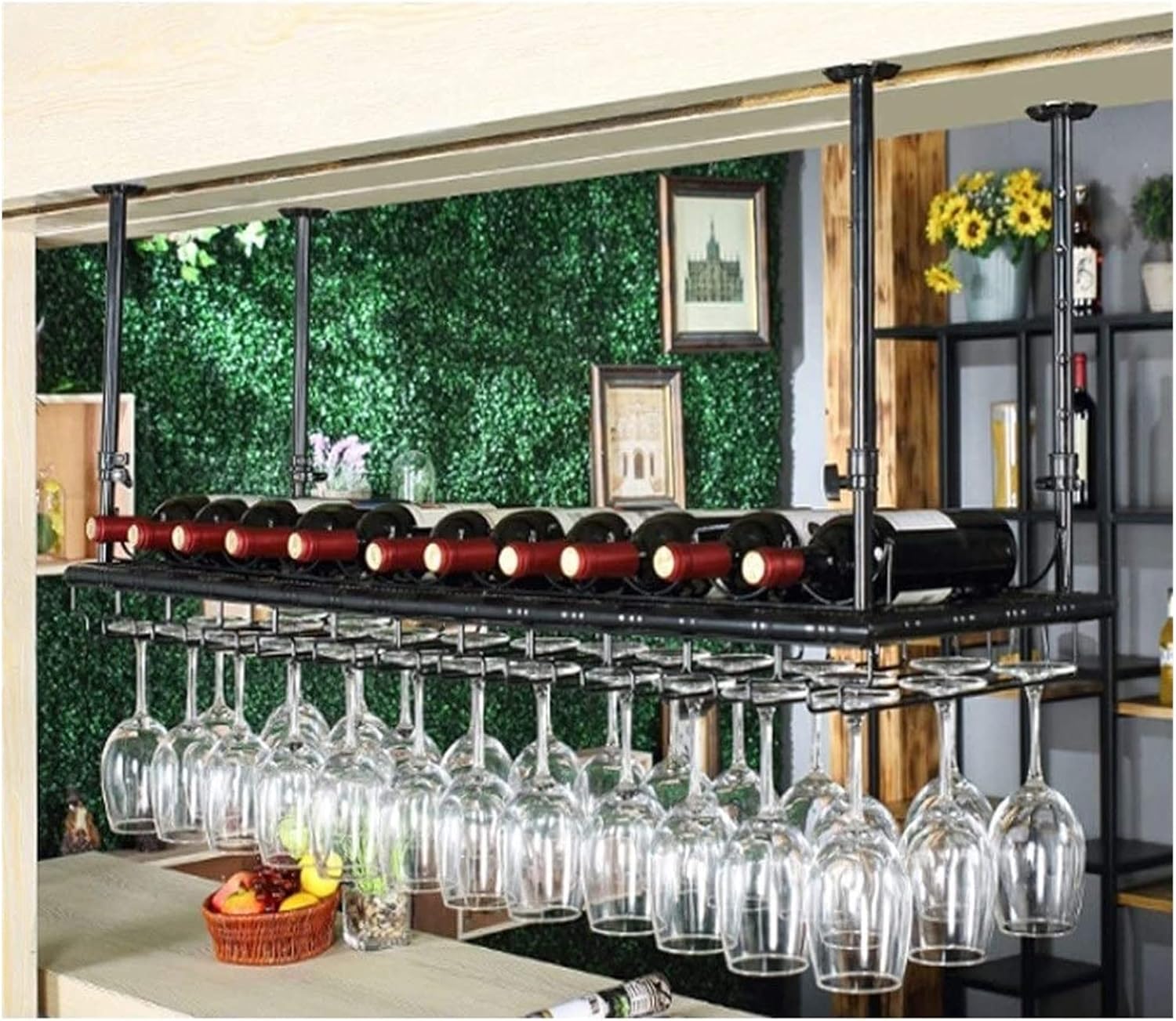 ALDEPO Adjustable Height Wine Rack - Black 60x35cm