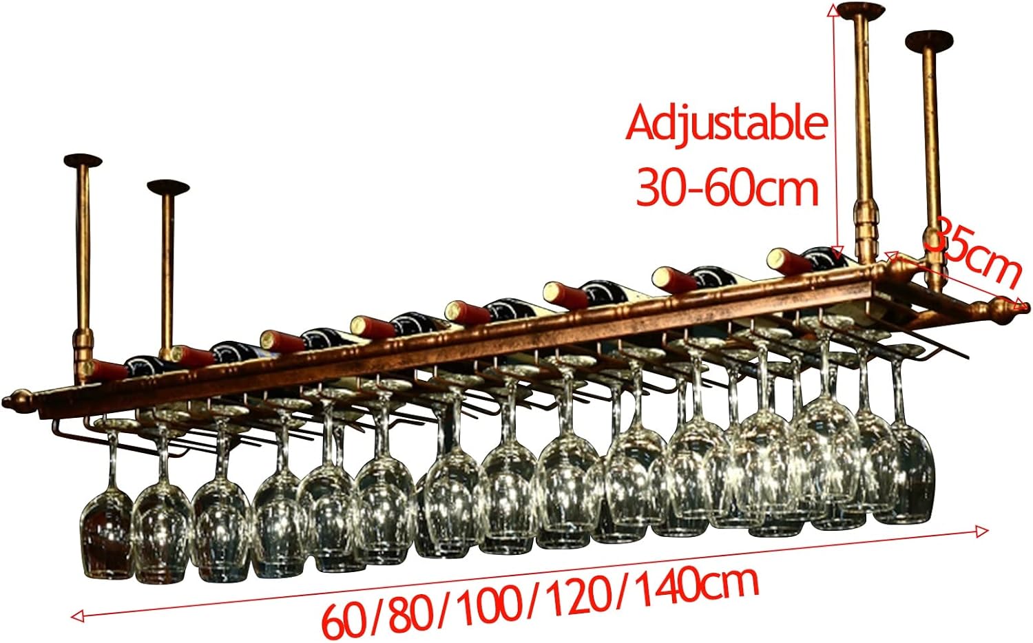 Ceiling Hanging Bar Wine Rack with Glass Holder