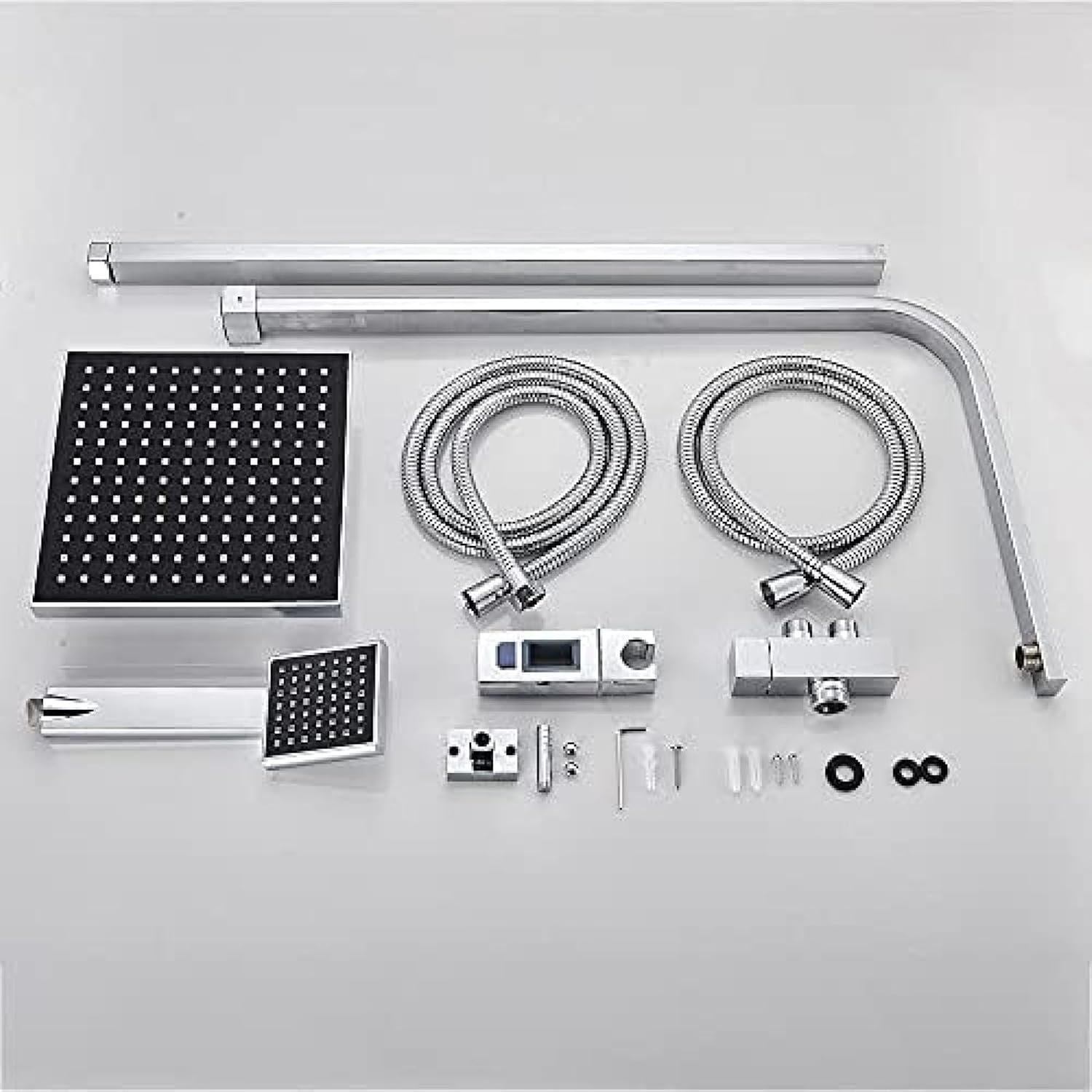 Chrome Bath Shower Faucet with Handheld and Rainfall 2-Way Switch