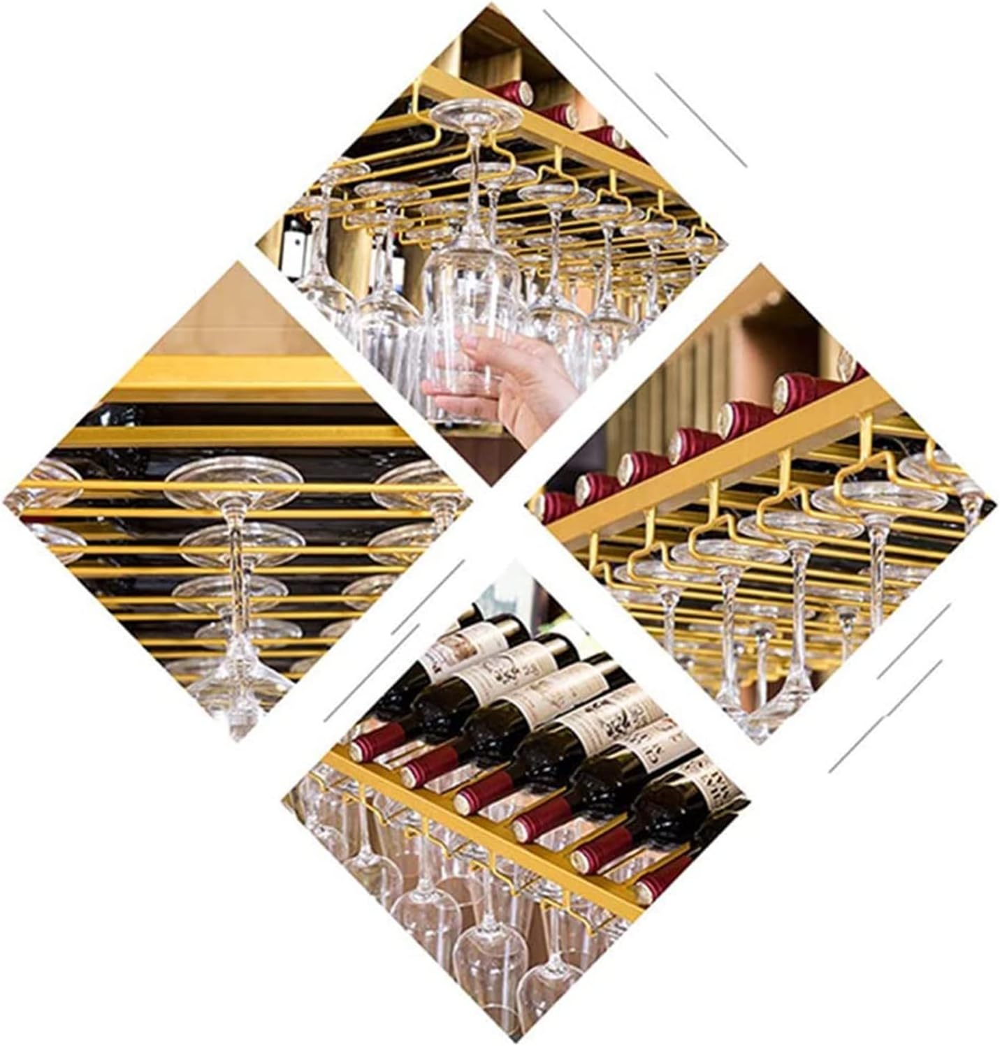 ALDEPO Wall-Mounted Wine Rack with Adjustable Metal Holder