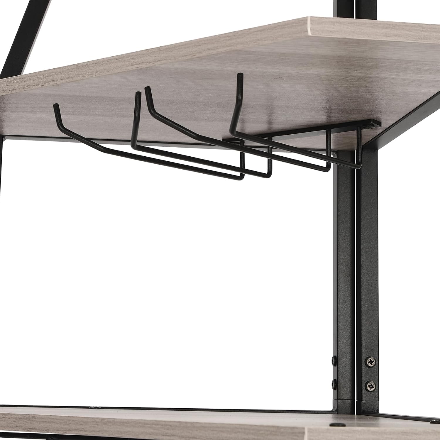 5-Tier Corner Wine Rack with Glass Holders Grey