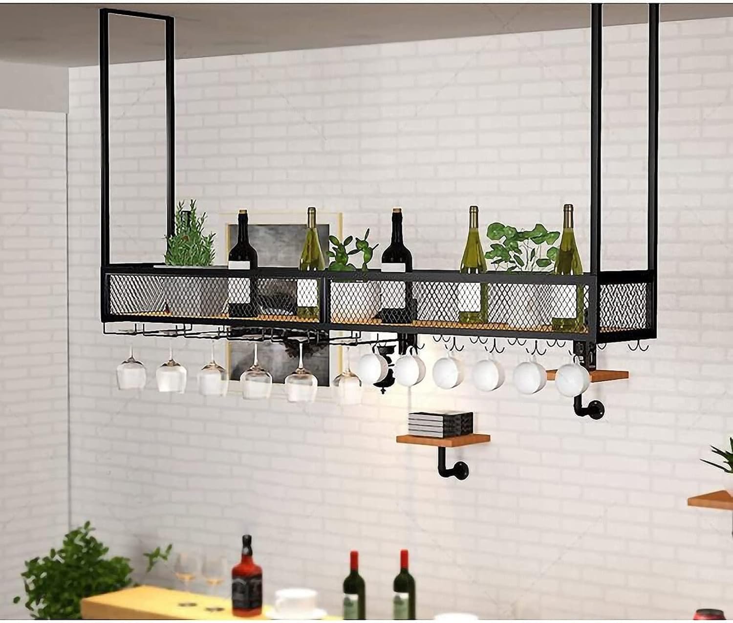ZJDYDY Wall-Mounted Wine Rack with Glass Holder