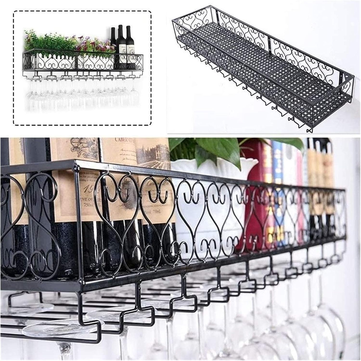 ALDEPO Wall-Mounted Wine Racks Black Retro Style