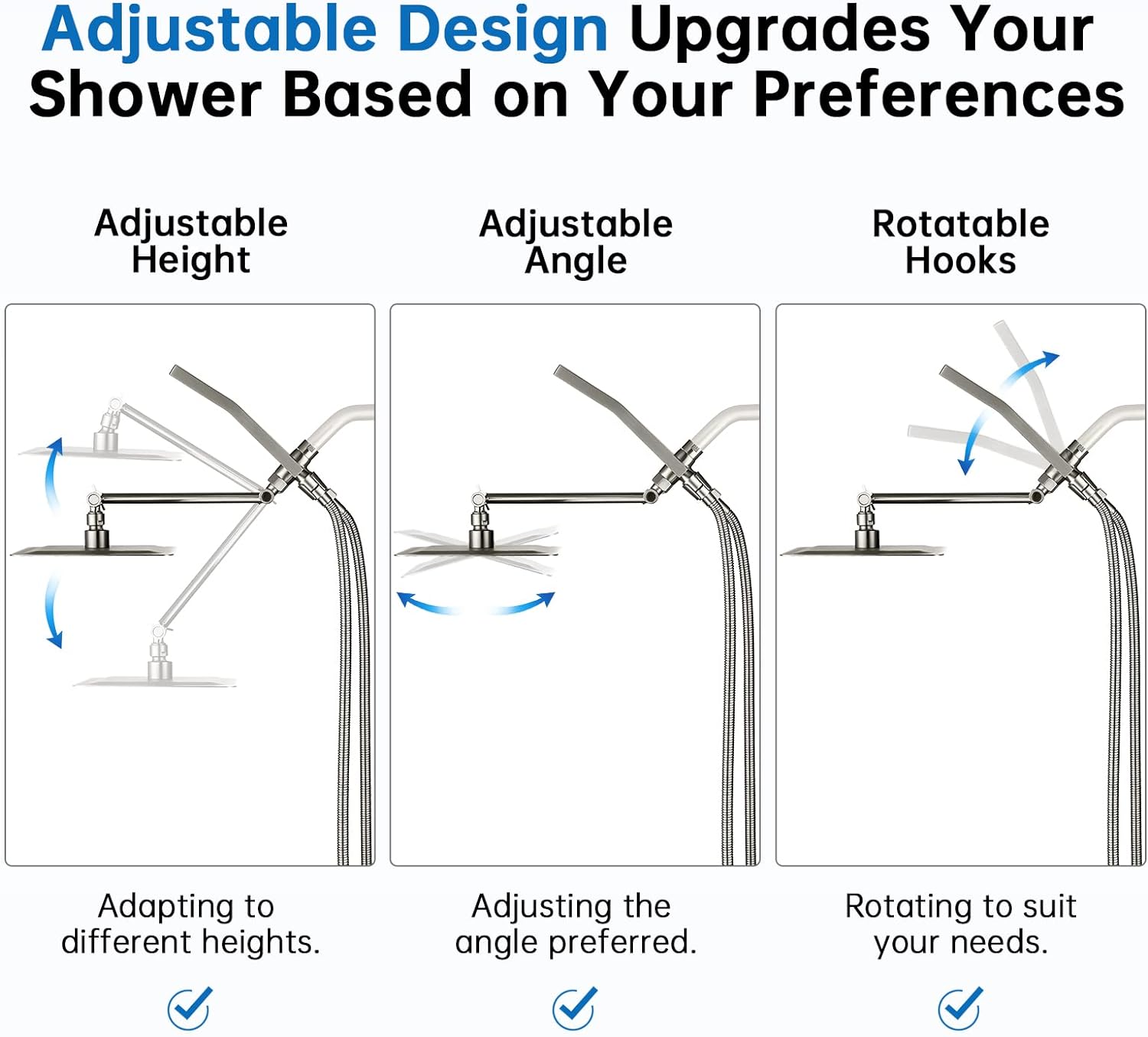 G-Promise All Metal 10 Dual Square Shower Head Combo