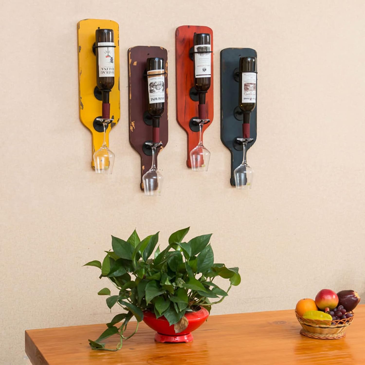 KINTEOK Industrial Vintage Wine Rack Wall Mount