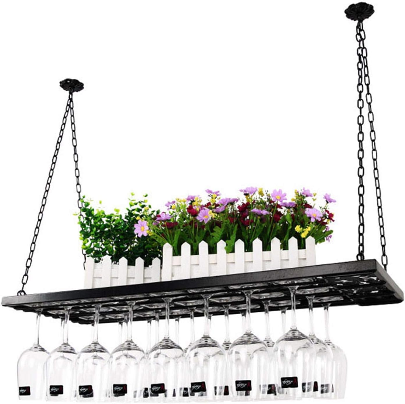 CGF Wall-Mounted Wine Rack with Chain Suspension Black