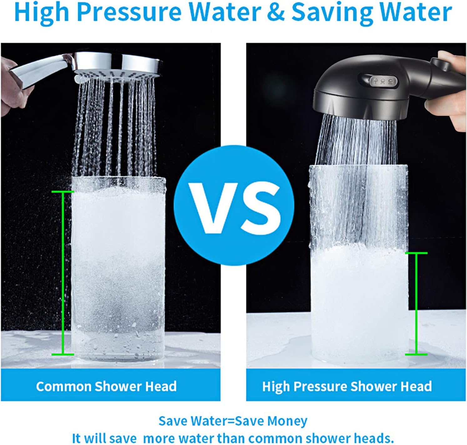 KAIYING Handheld Shower Head with 3 Spray Modes and ONOFF Switch Black