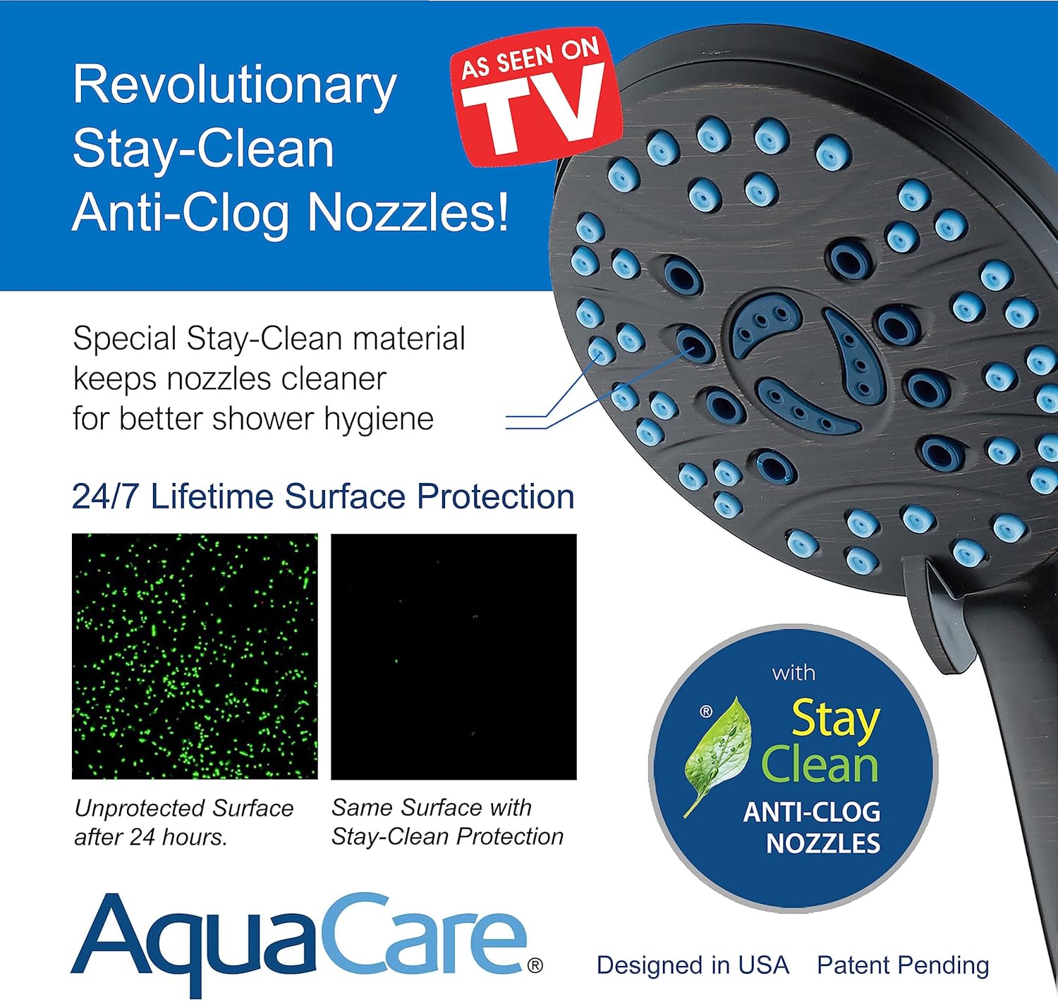 Hotel Spa AquaCare 50-Mode 3-Way Shower Head Combo with Adjustable Arm