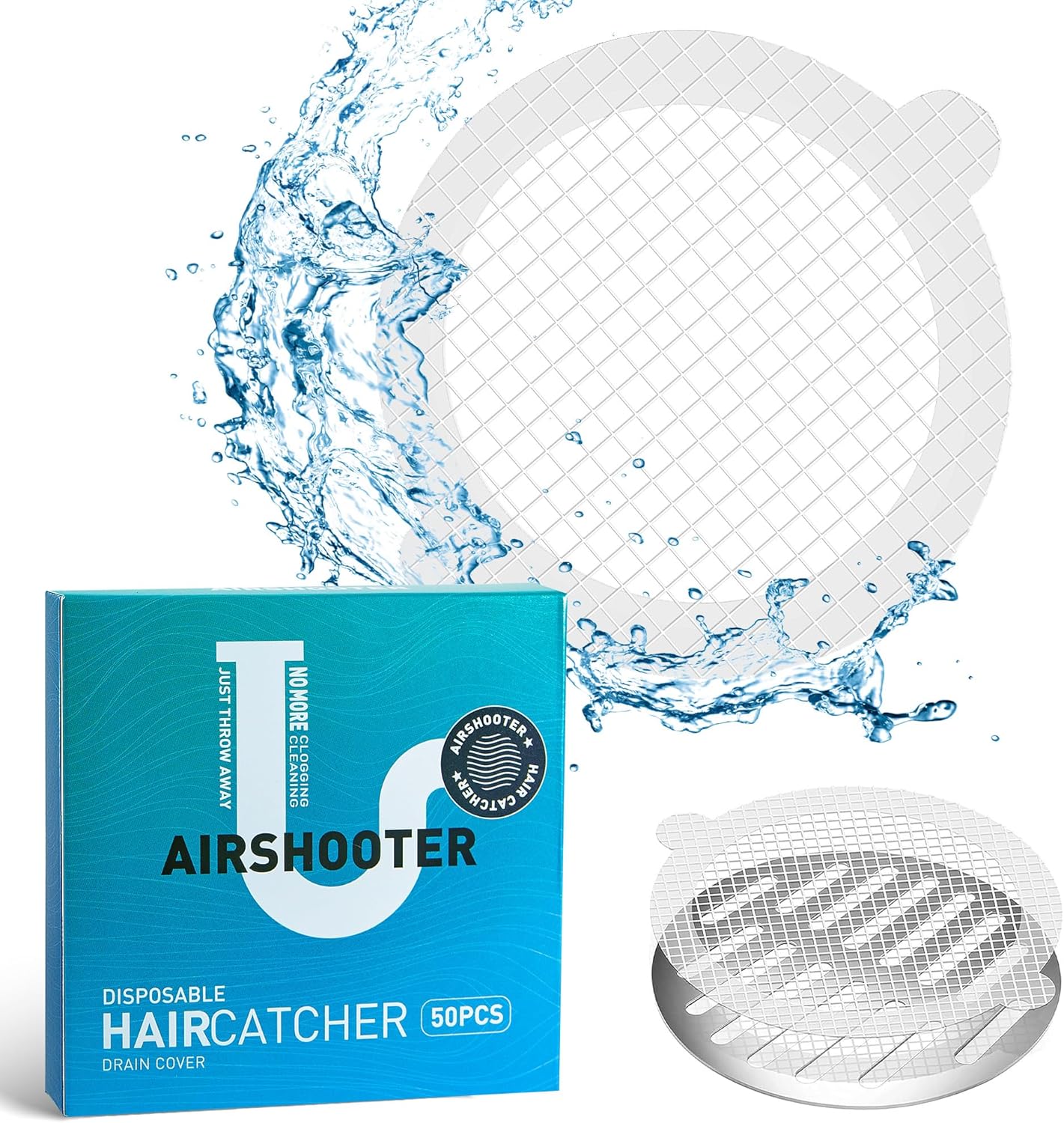 AIRSHOOTER Disposable Drain Hair Catcher Mesh Stickers Pack of 50 1