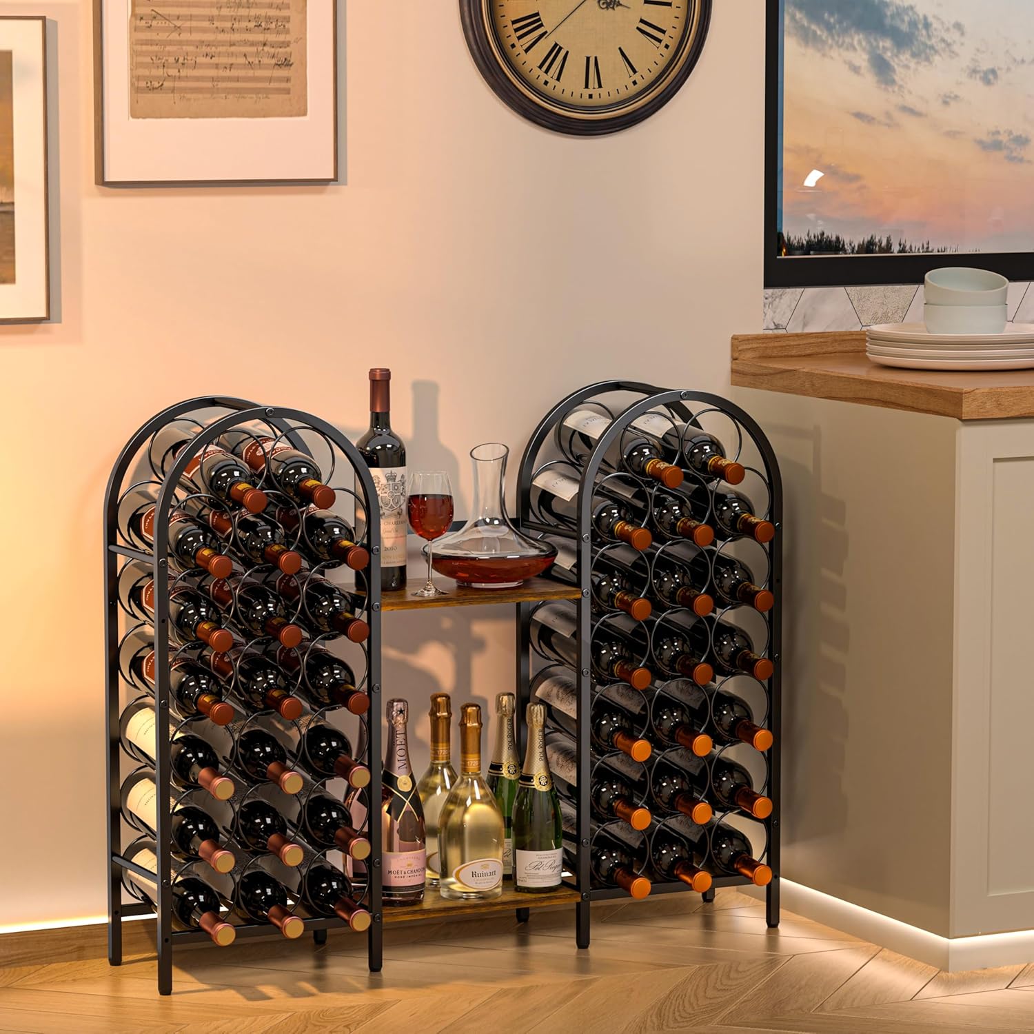 X-cosrack 40 Bottle Wine Rack with 2 Wooden Desktops