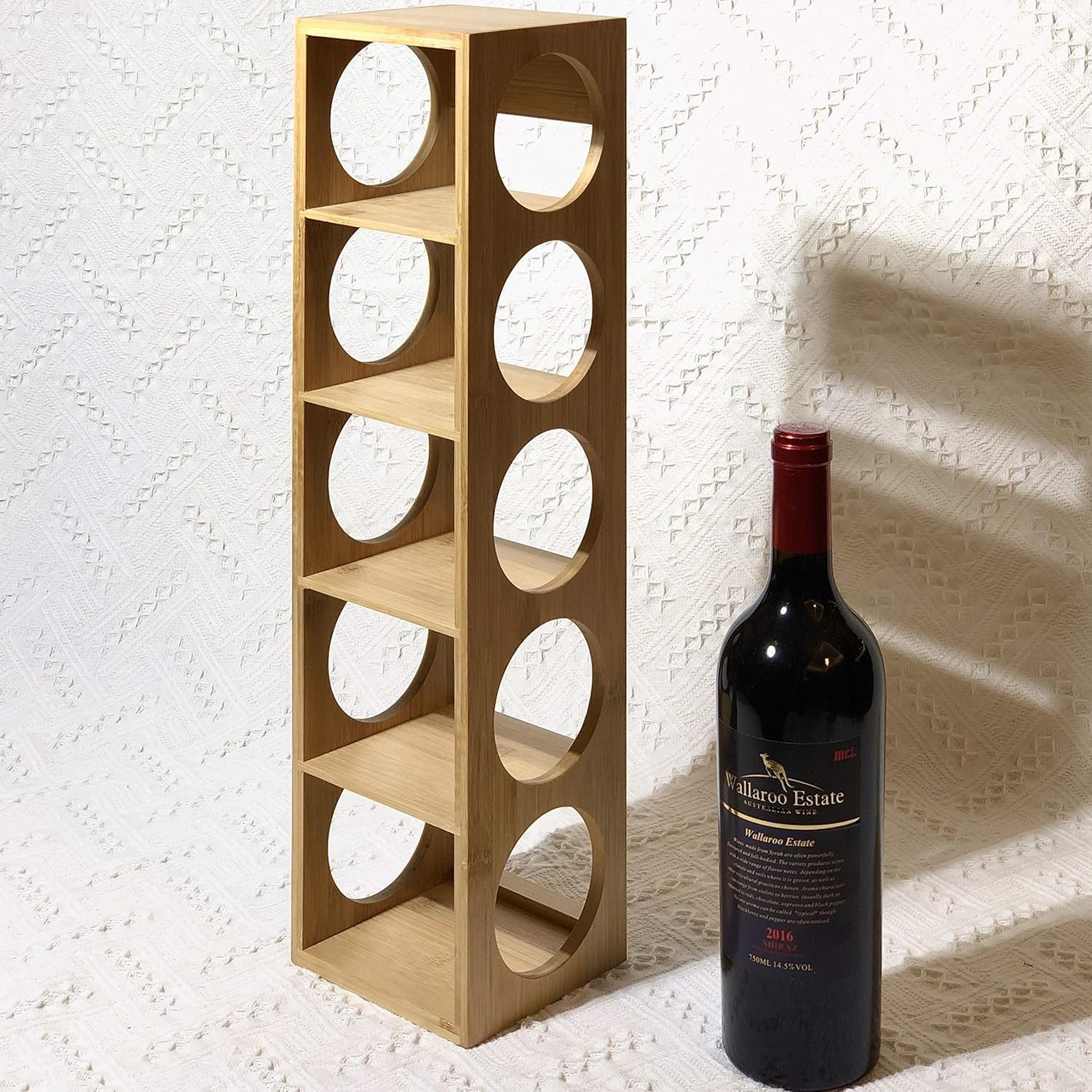 HYGRAD Bamboo Wall Mounted Wine Rack 5 Bottle