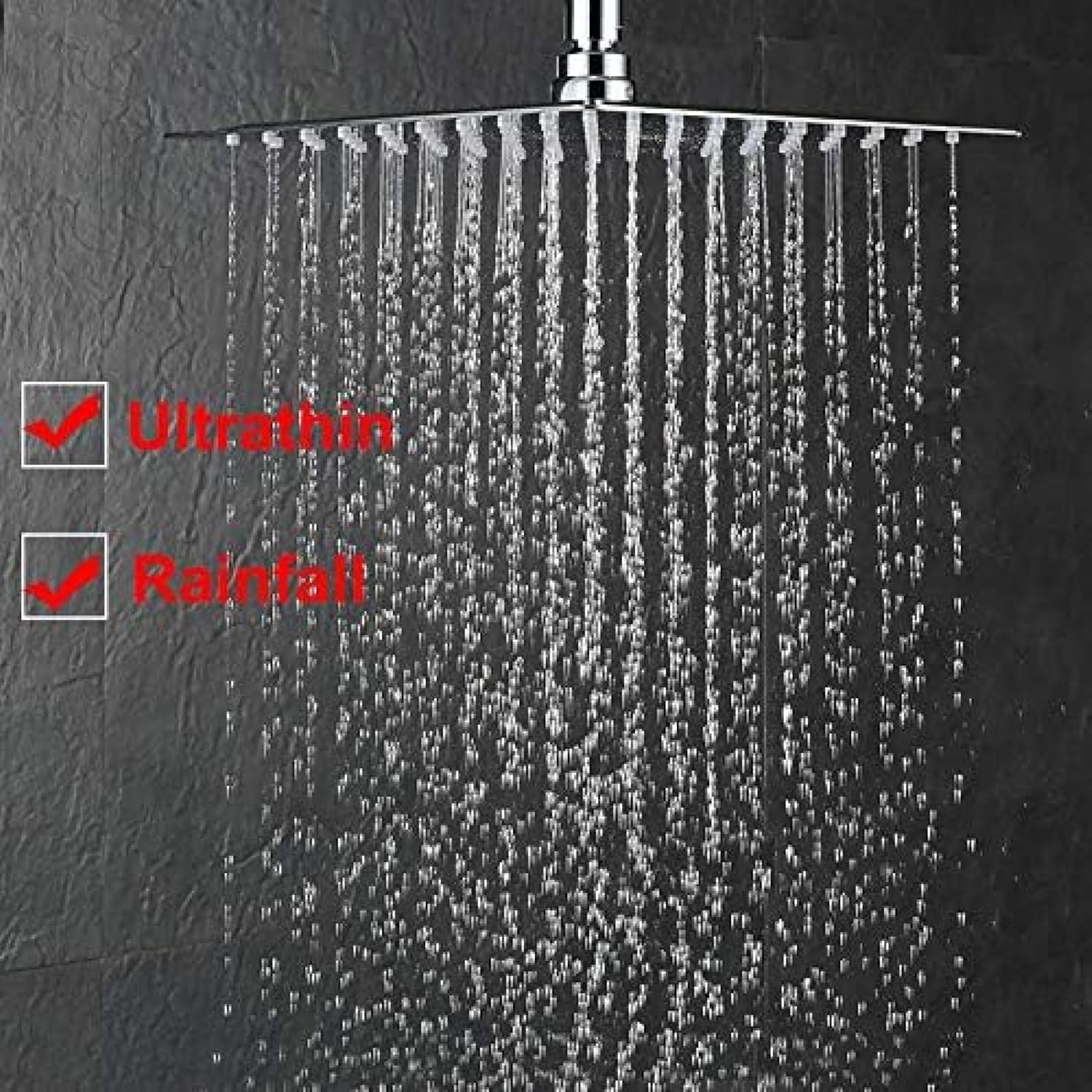 TECKI 12 Inch Square Rainfall Shower Mixer Tap Set