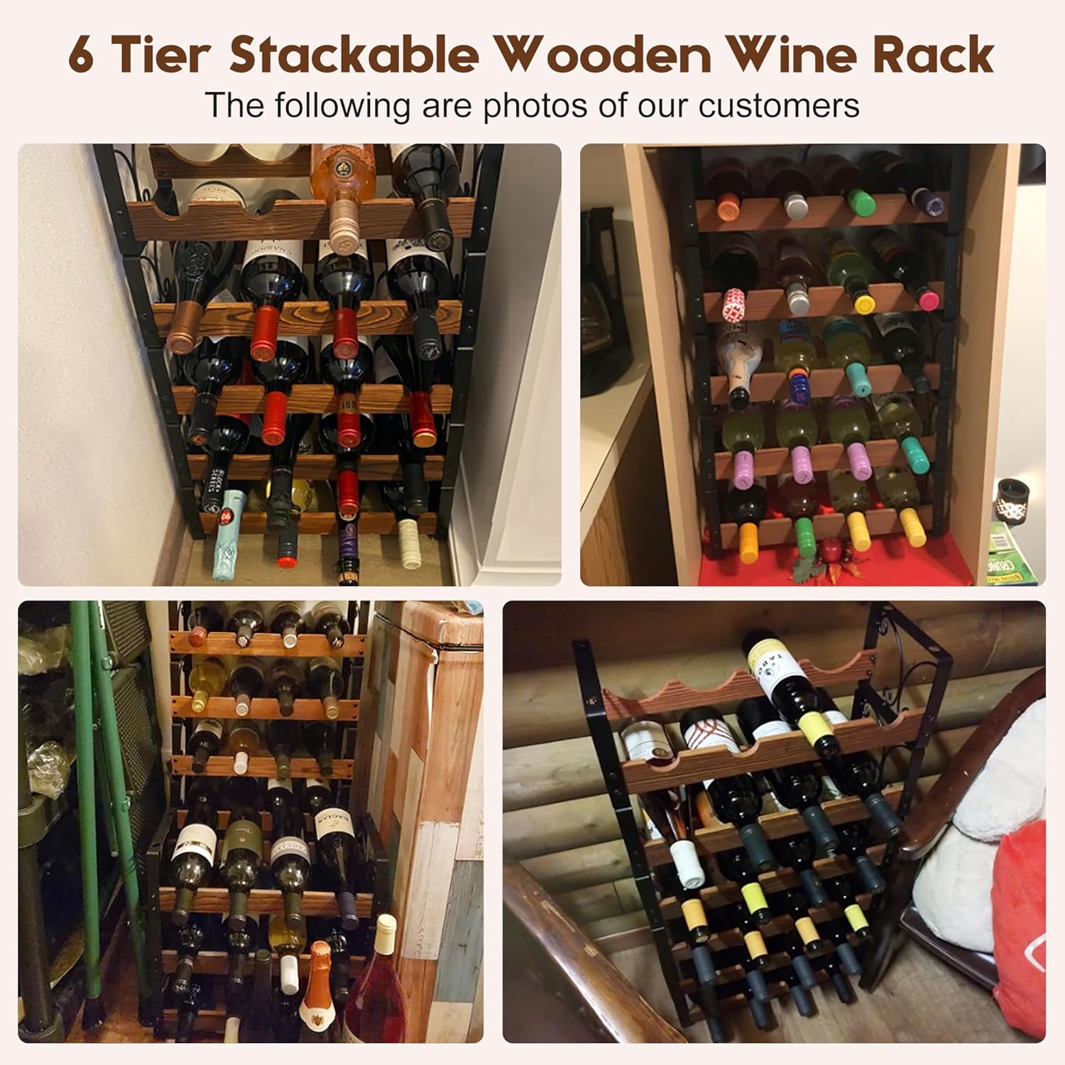 X-cosrack 6-Tier Freestanding Wine Rack with 24 Bottle Capacity